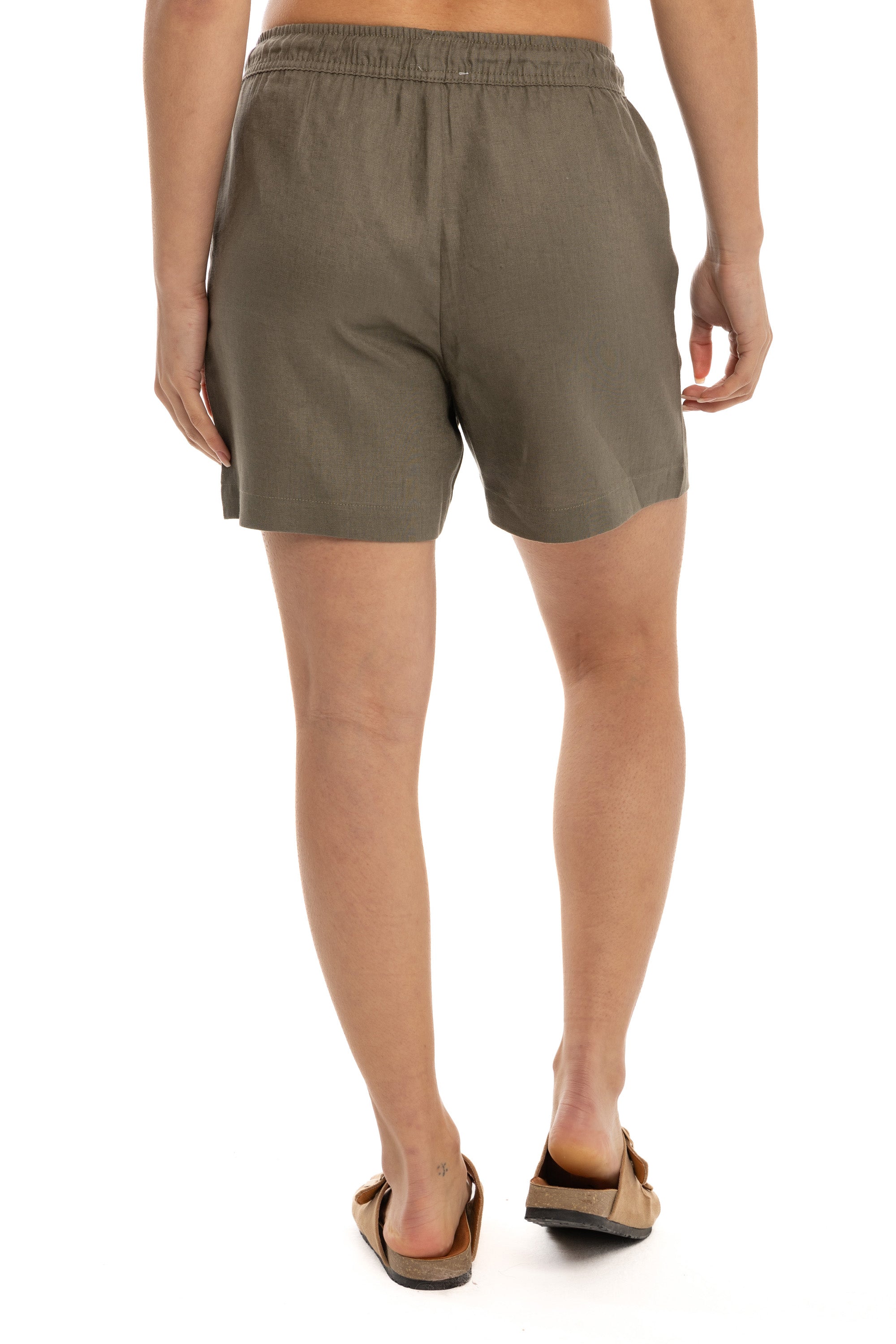 Women's Olive Linen Shorts