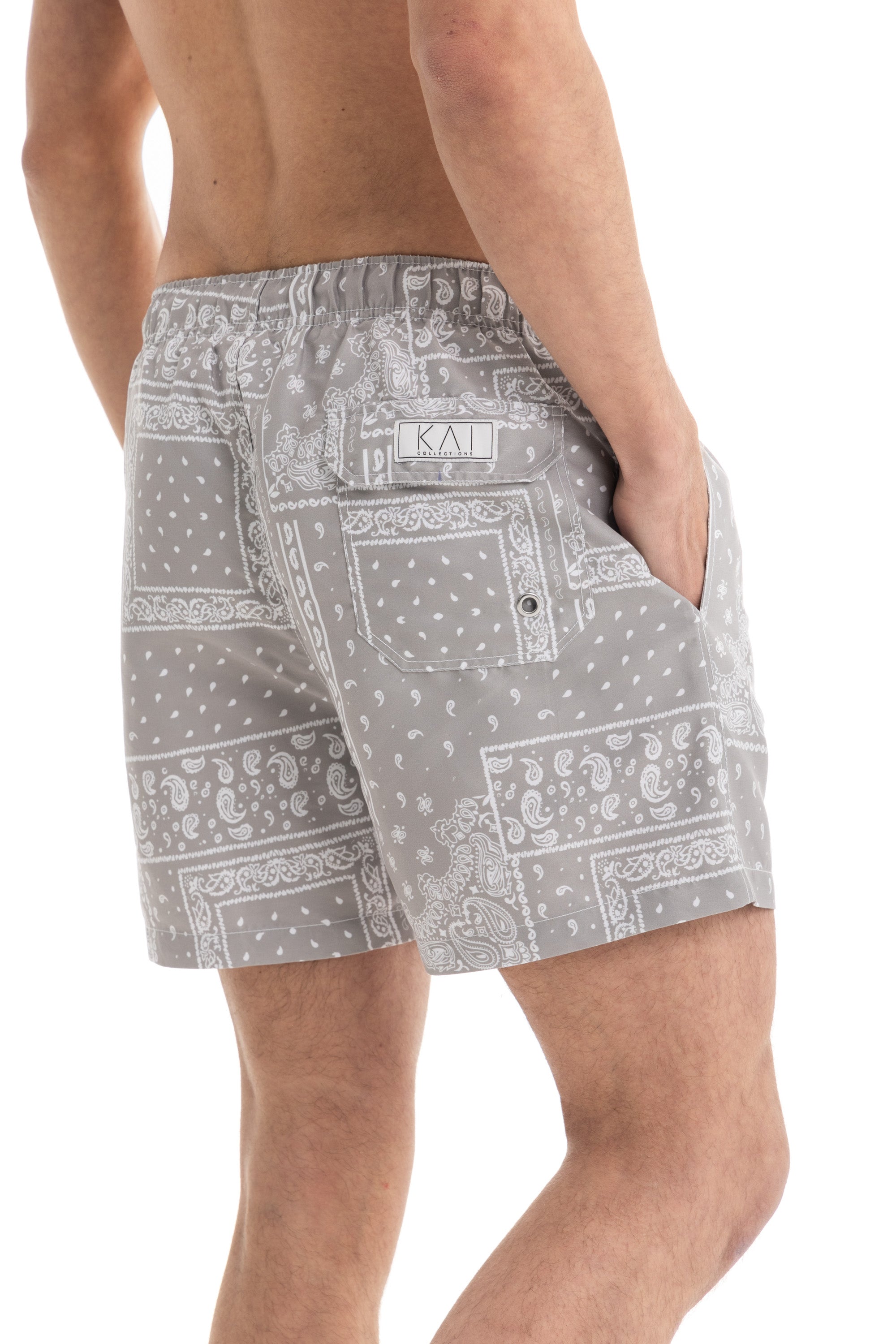 Taupe Bandana Swim Shorts