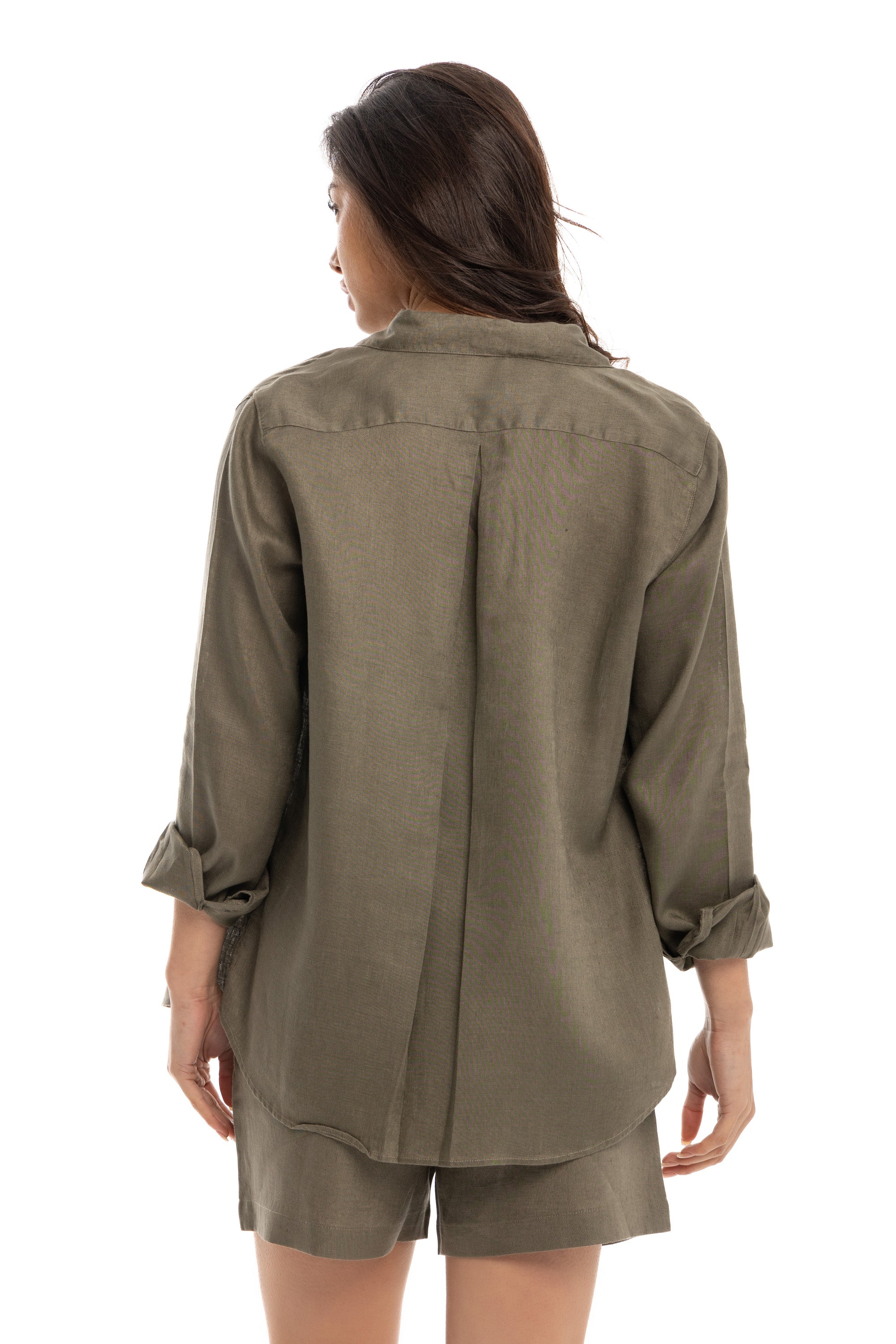 Women's Olive Linen Shirt