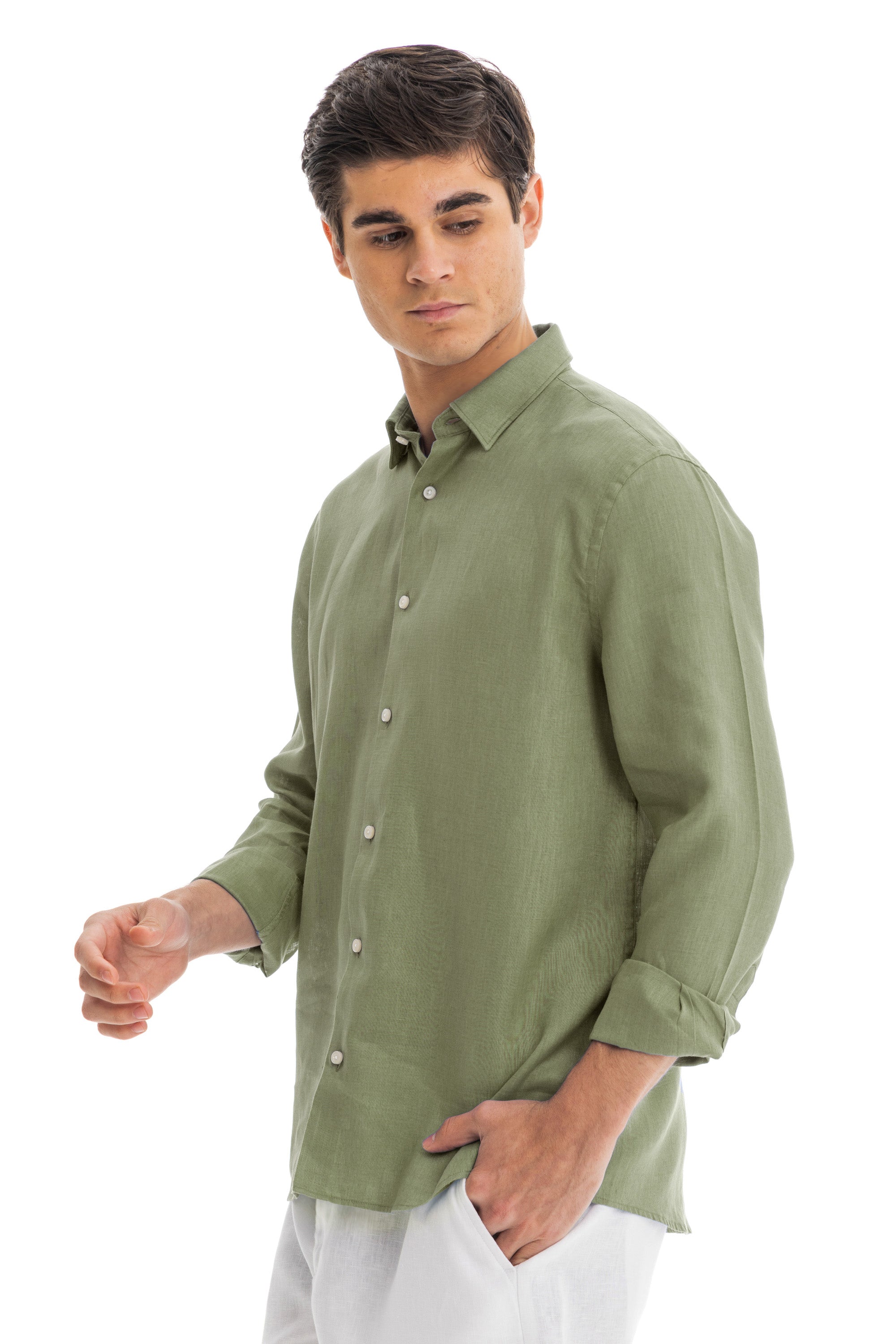 Men's Pistachio Linen Shirt