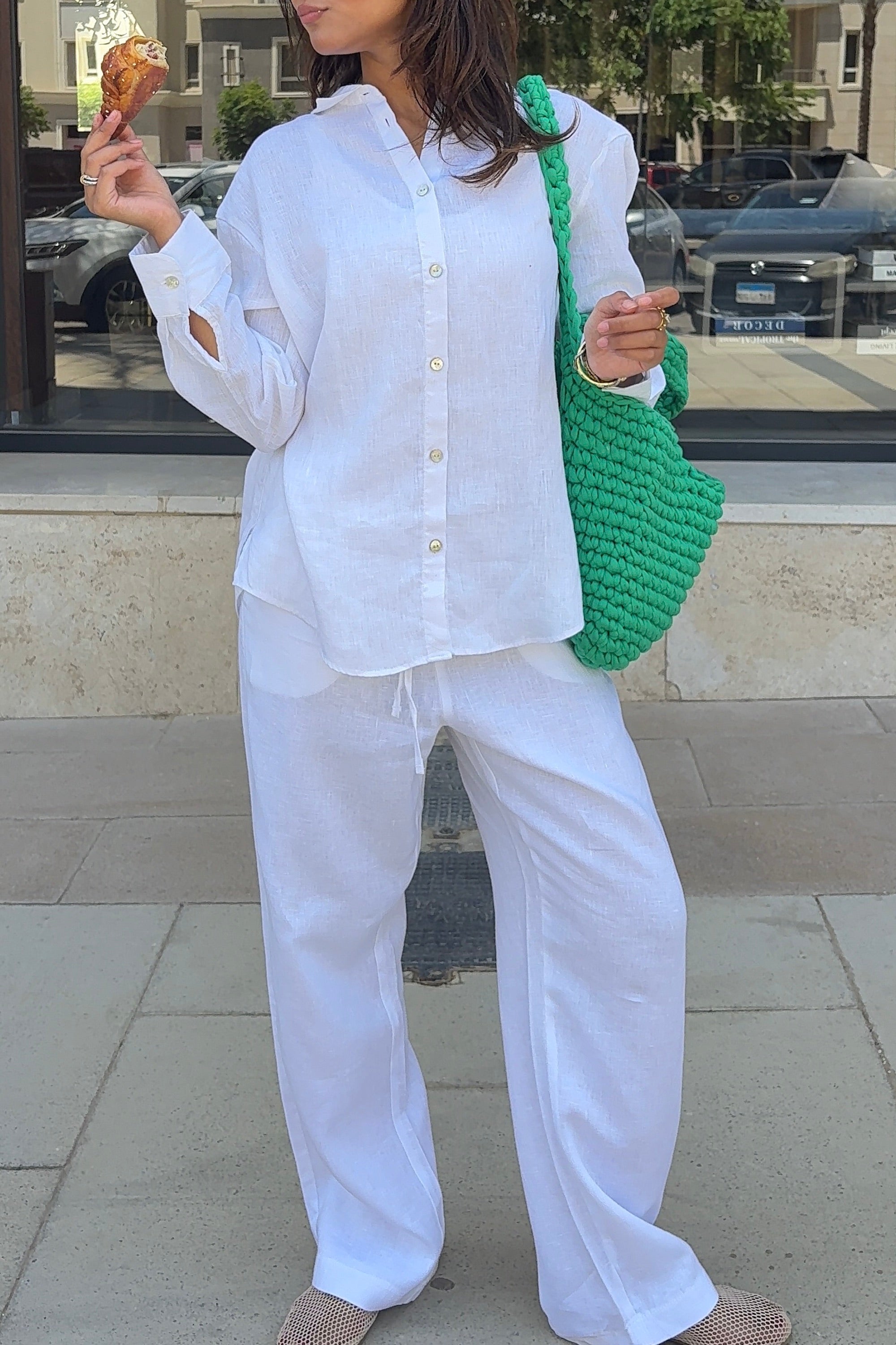 Women's White Linen Pants