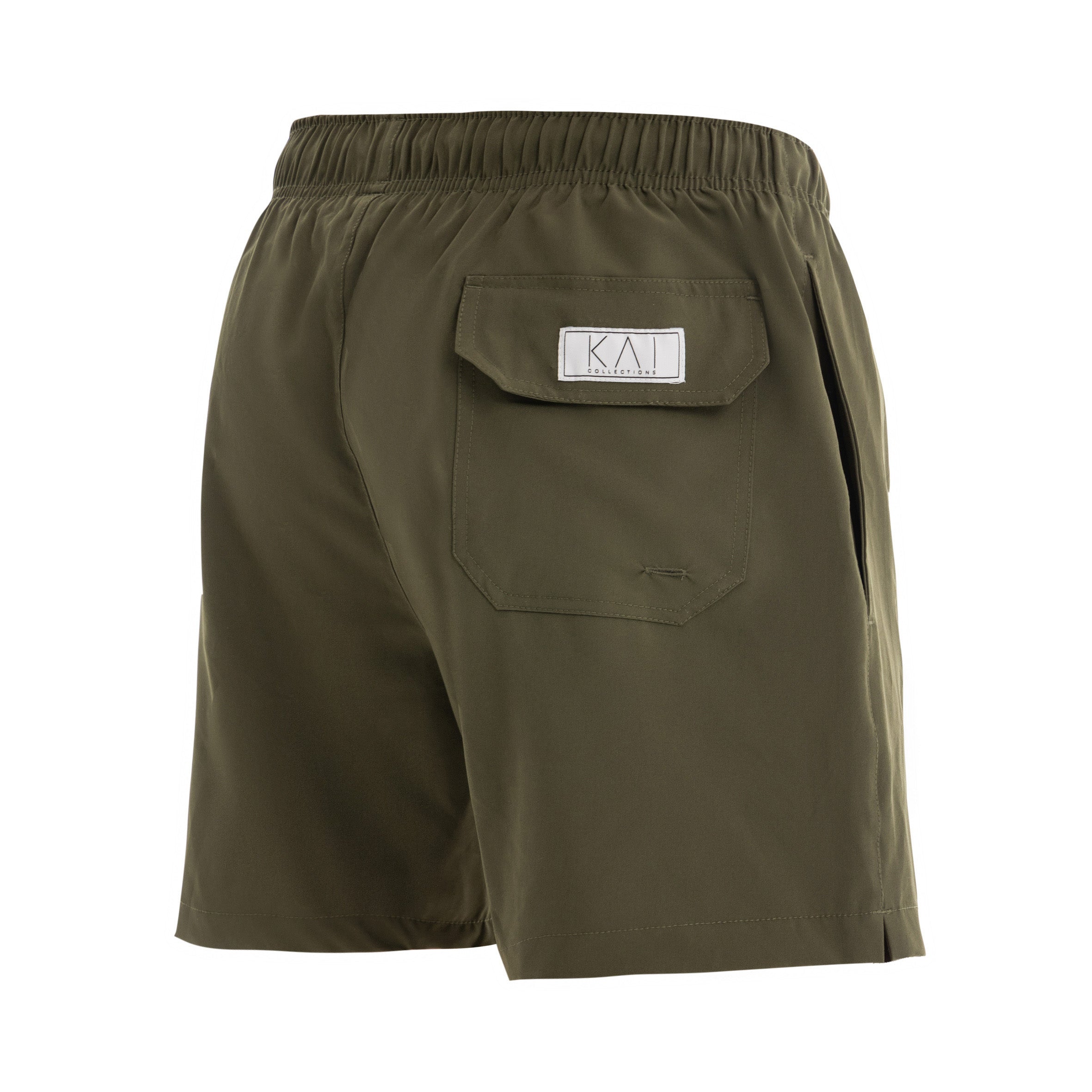 Solid Olive Swim Shorts (4 Way Stretch)