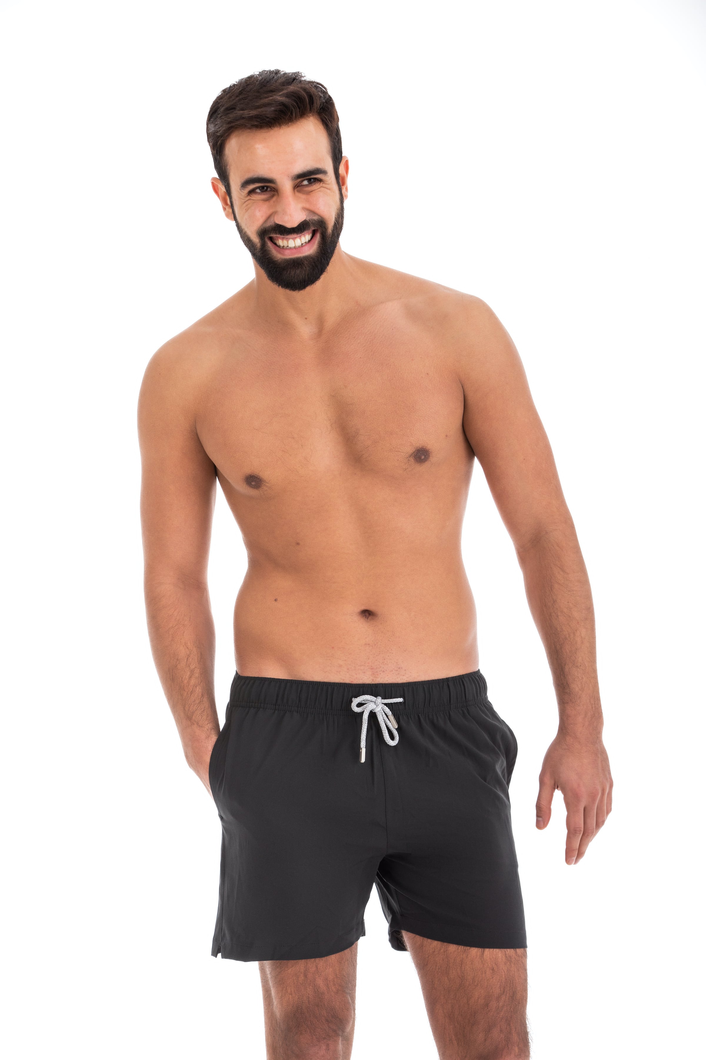 Solid Black Swim Shorts (4 Way Stretch)
