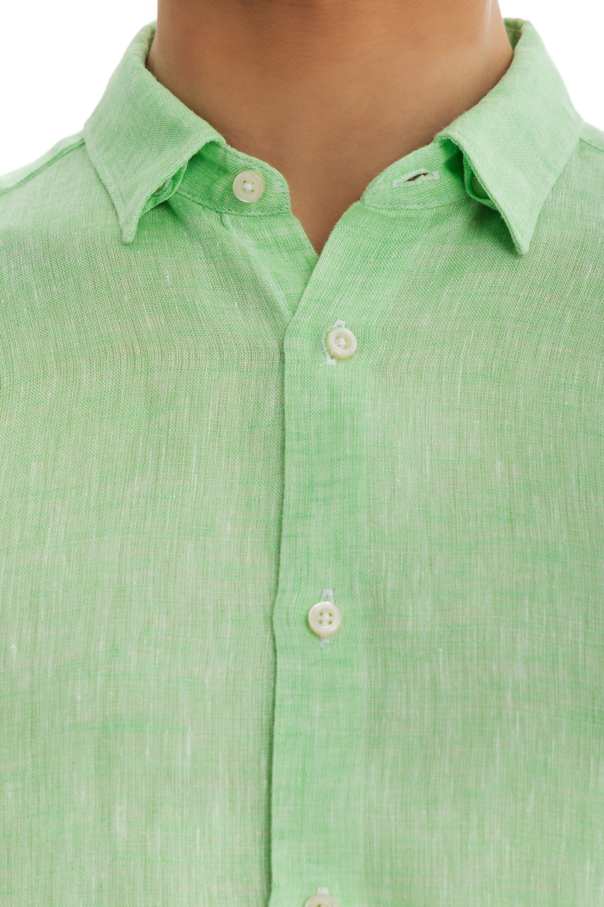 Men's Apple Green Linen Shirt