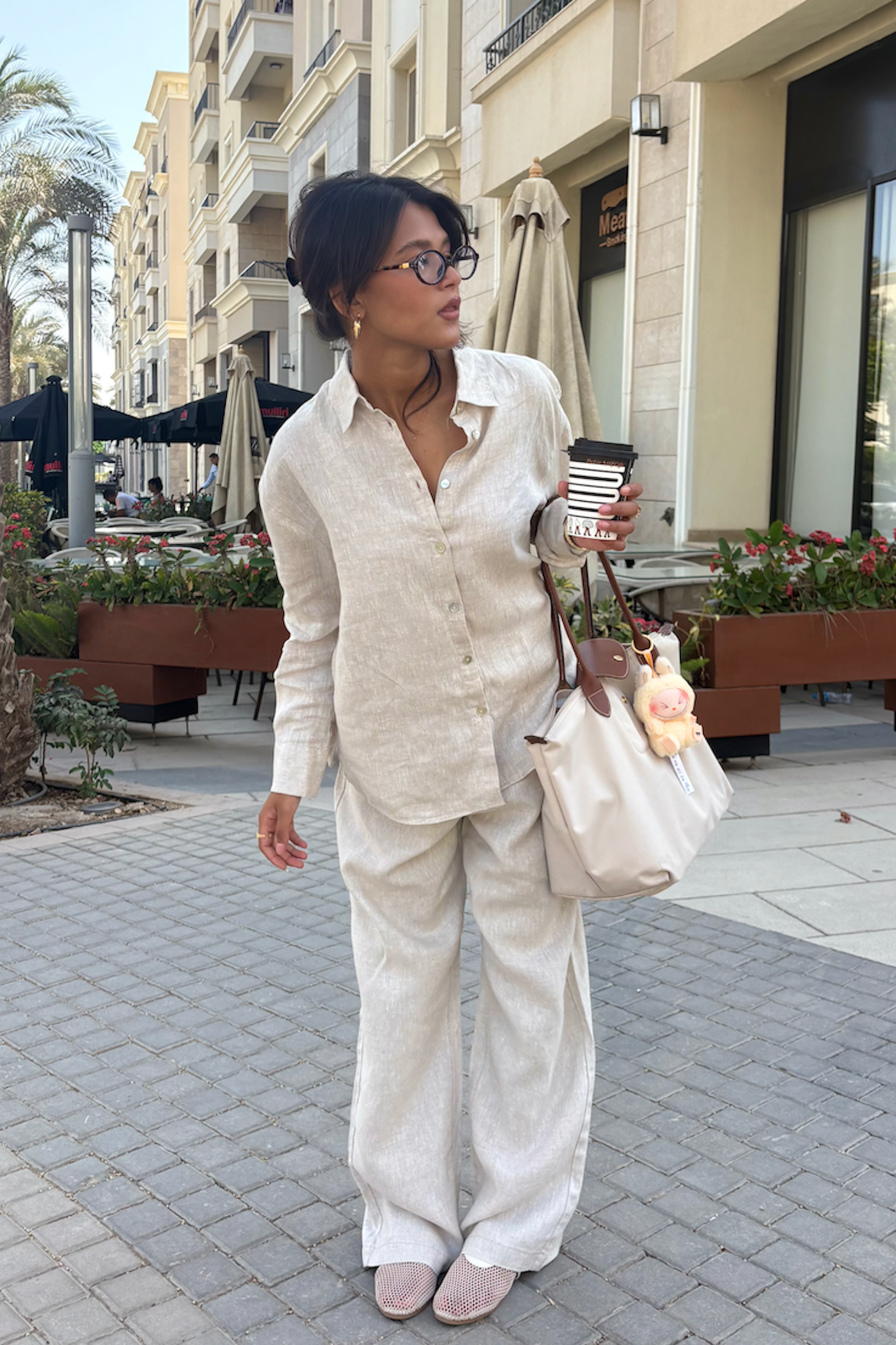 Women's Beige Linen Pants
