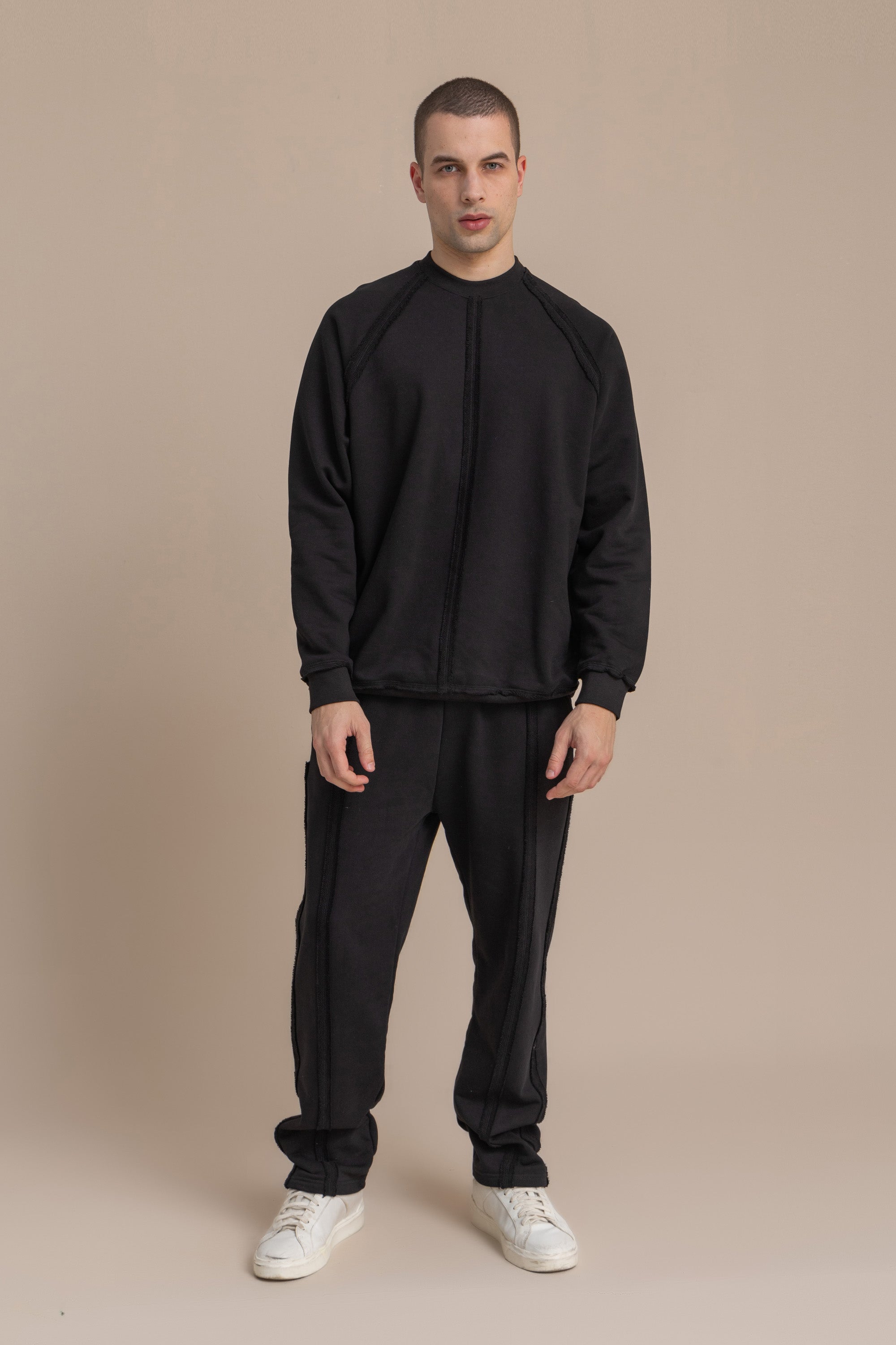 Unisex Black Distressed Sweatpants