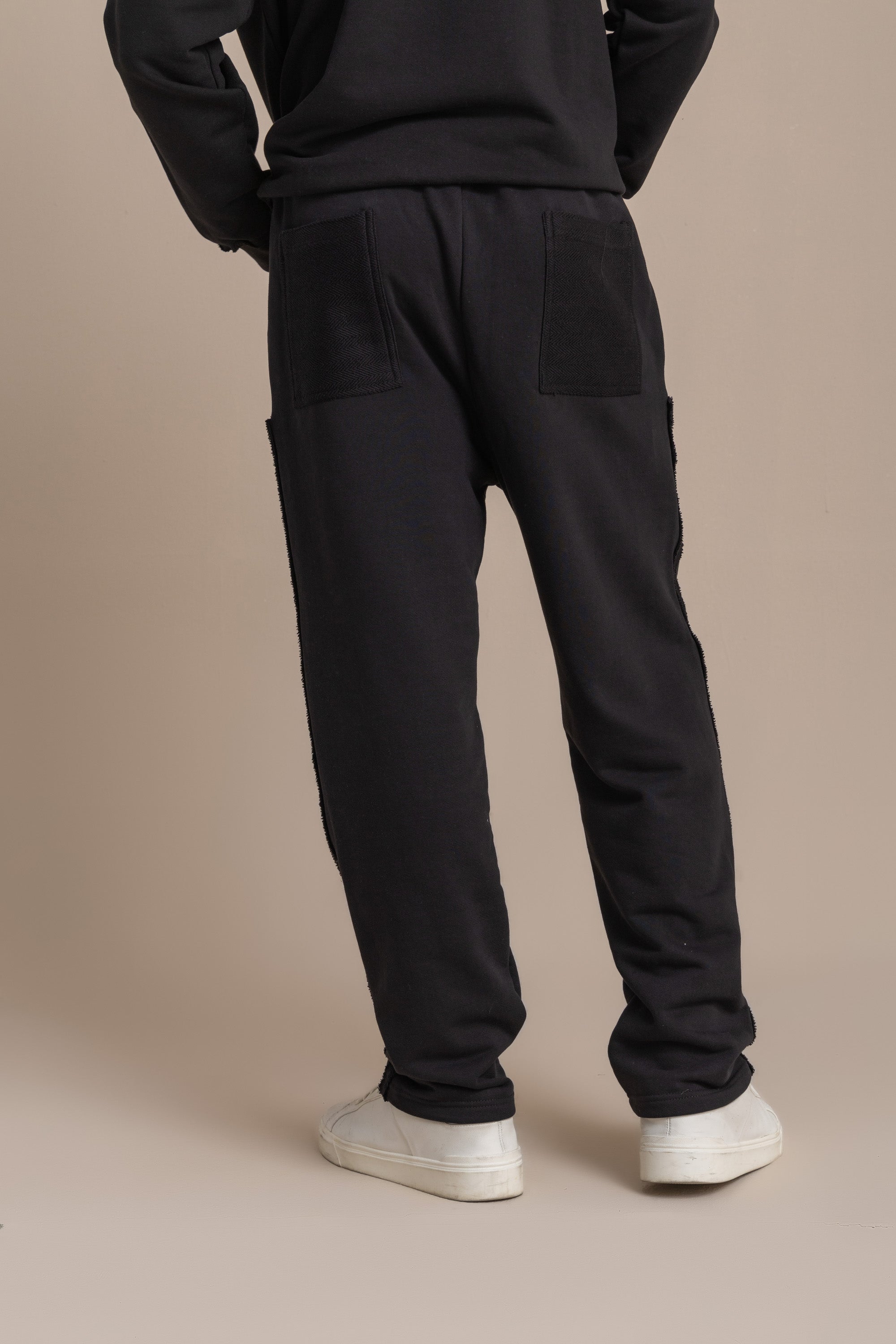 Unisex Black Distressed Sweatpants