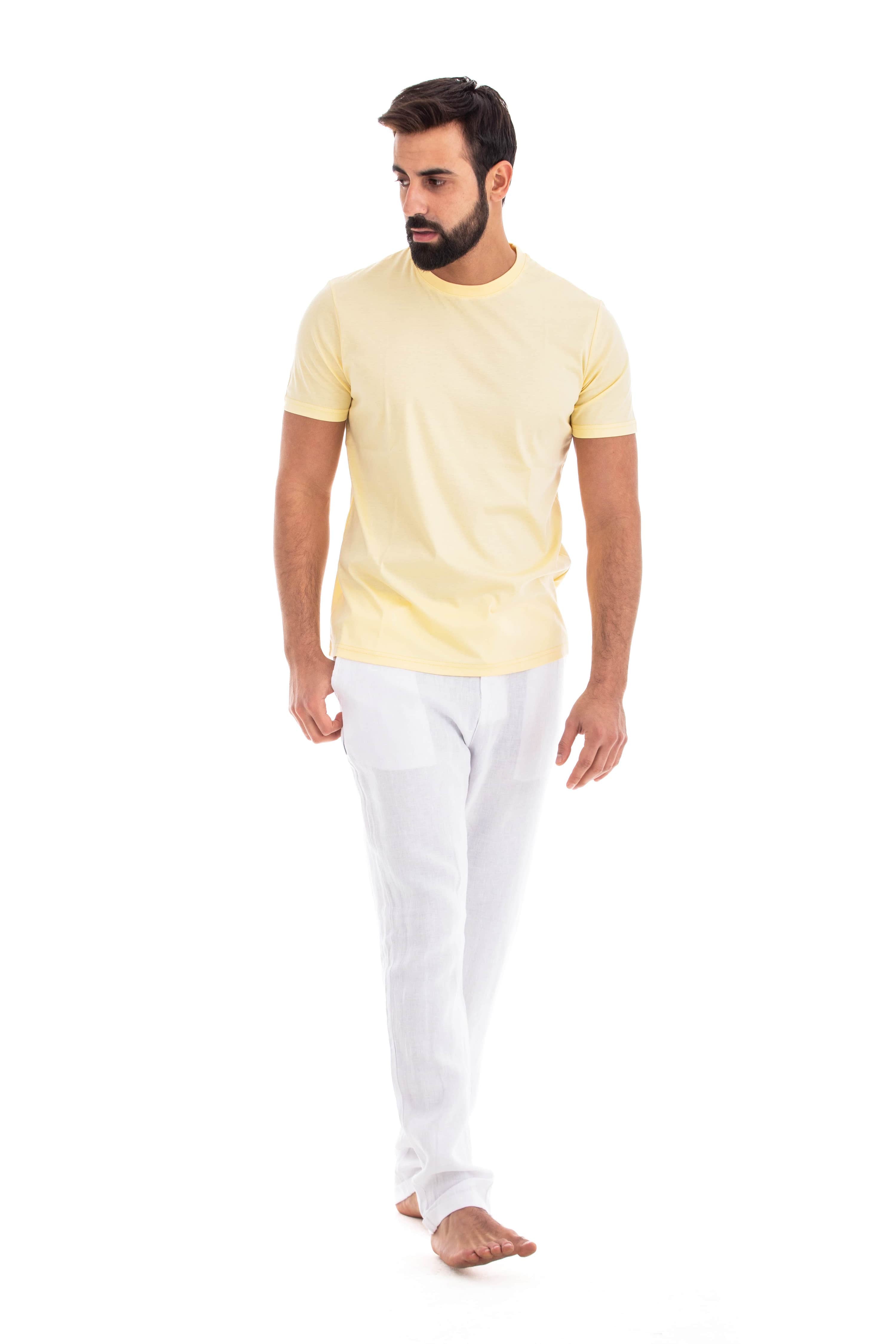 Yellow Mercerised Cotton T-shirt