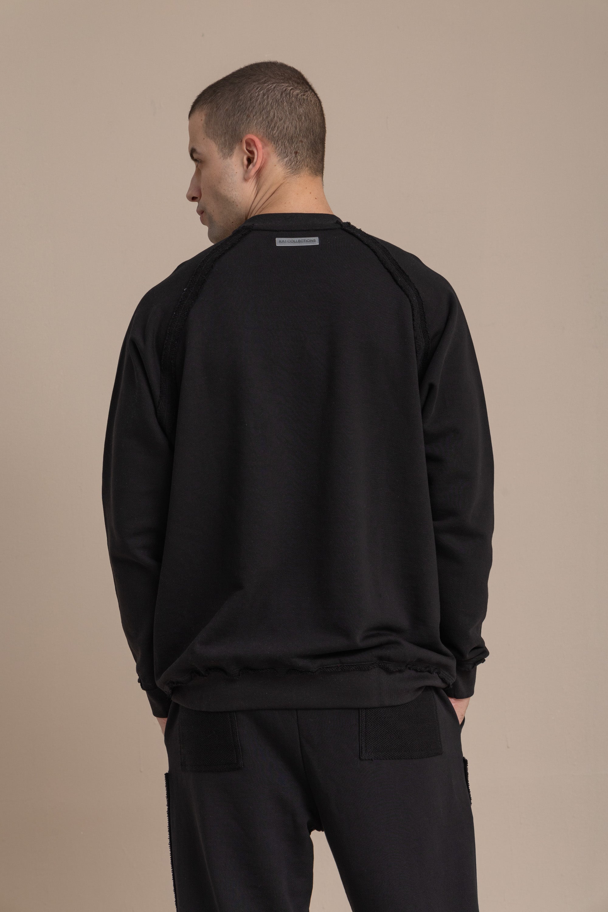 Unisex Black Distressed Sweatshirt