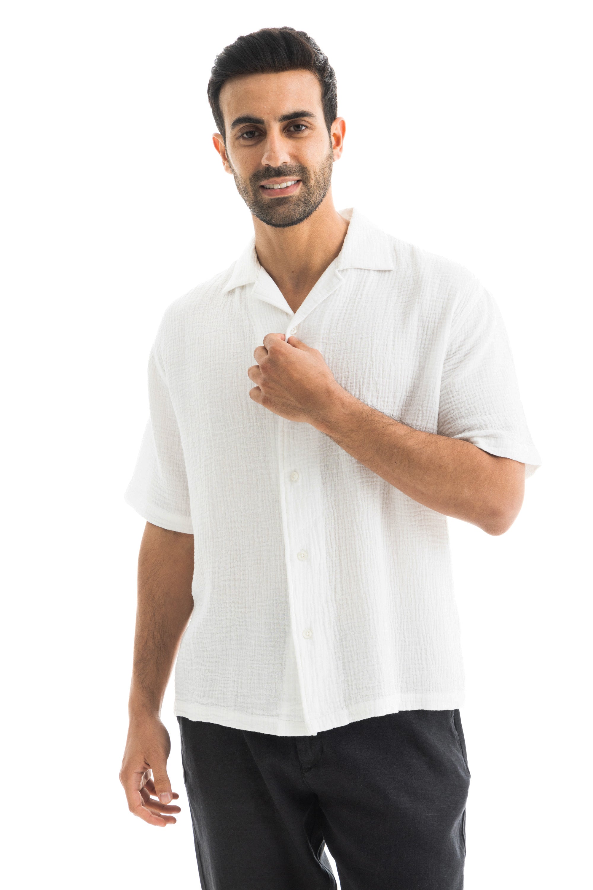 White Crinkle Texture Shirt