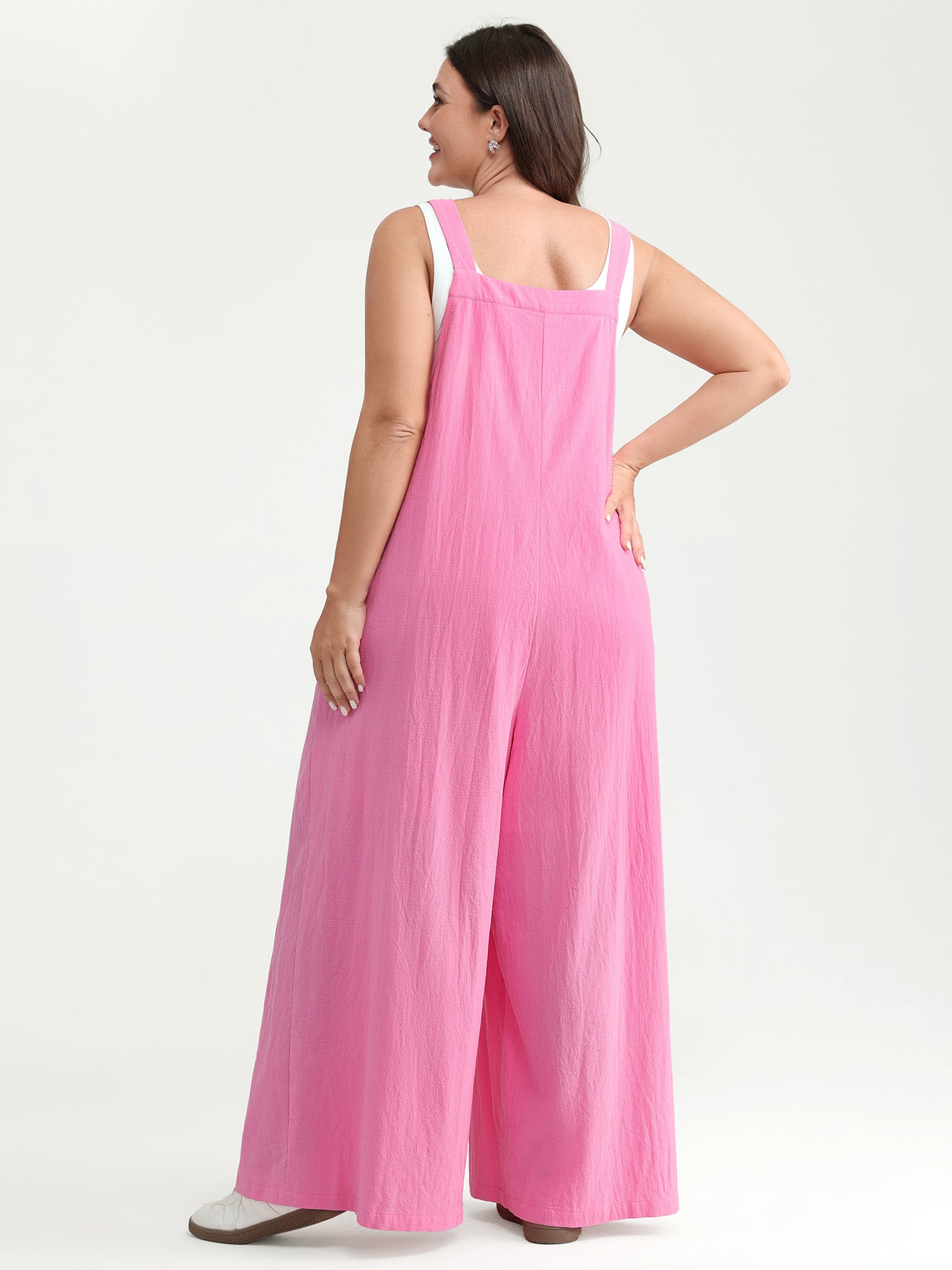 Pure Cotton Plain Adjustable Overall Jumpsuit