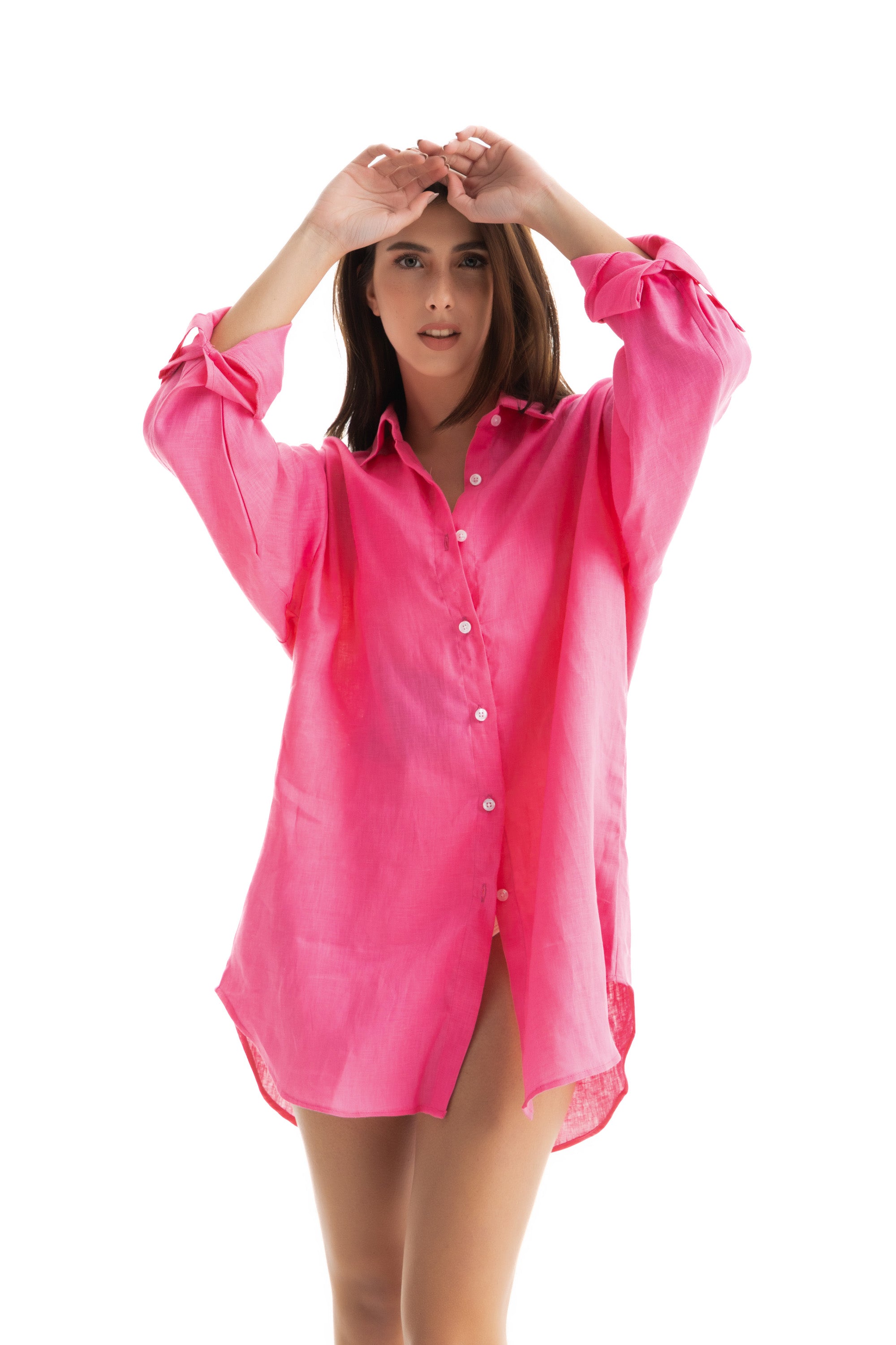 Women's Pink Linen Cover Up