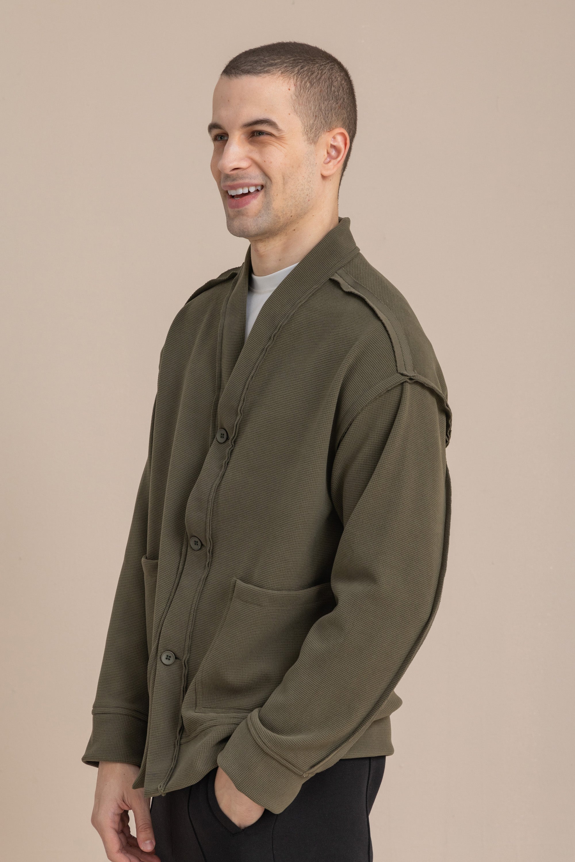 Olive Textured Cardigan