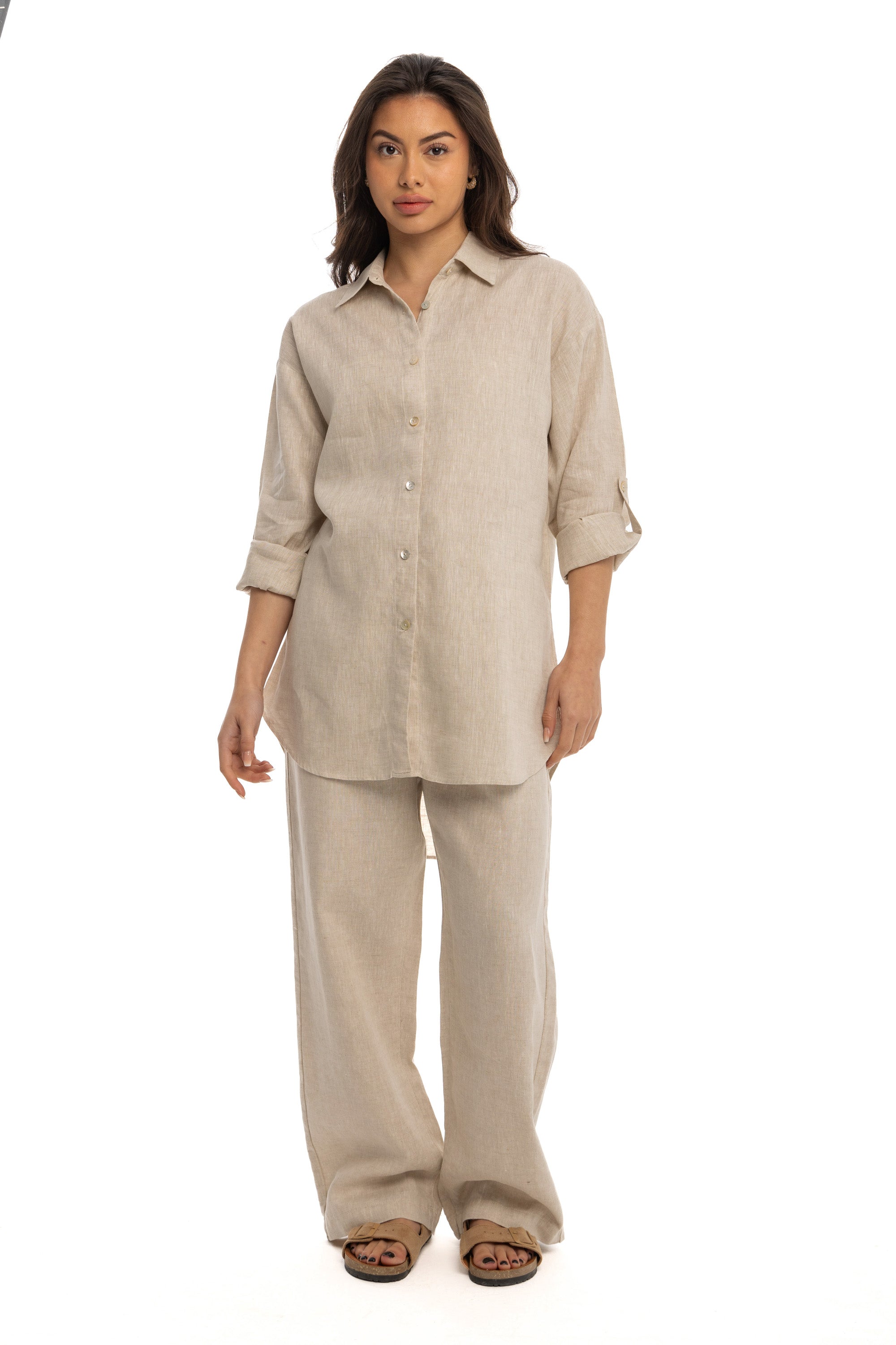 Women's Beige Linen Cover Up