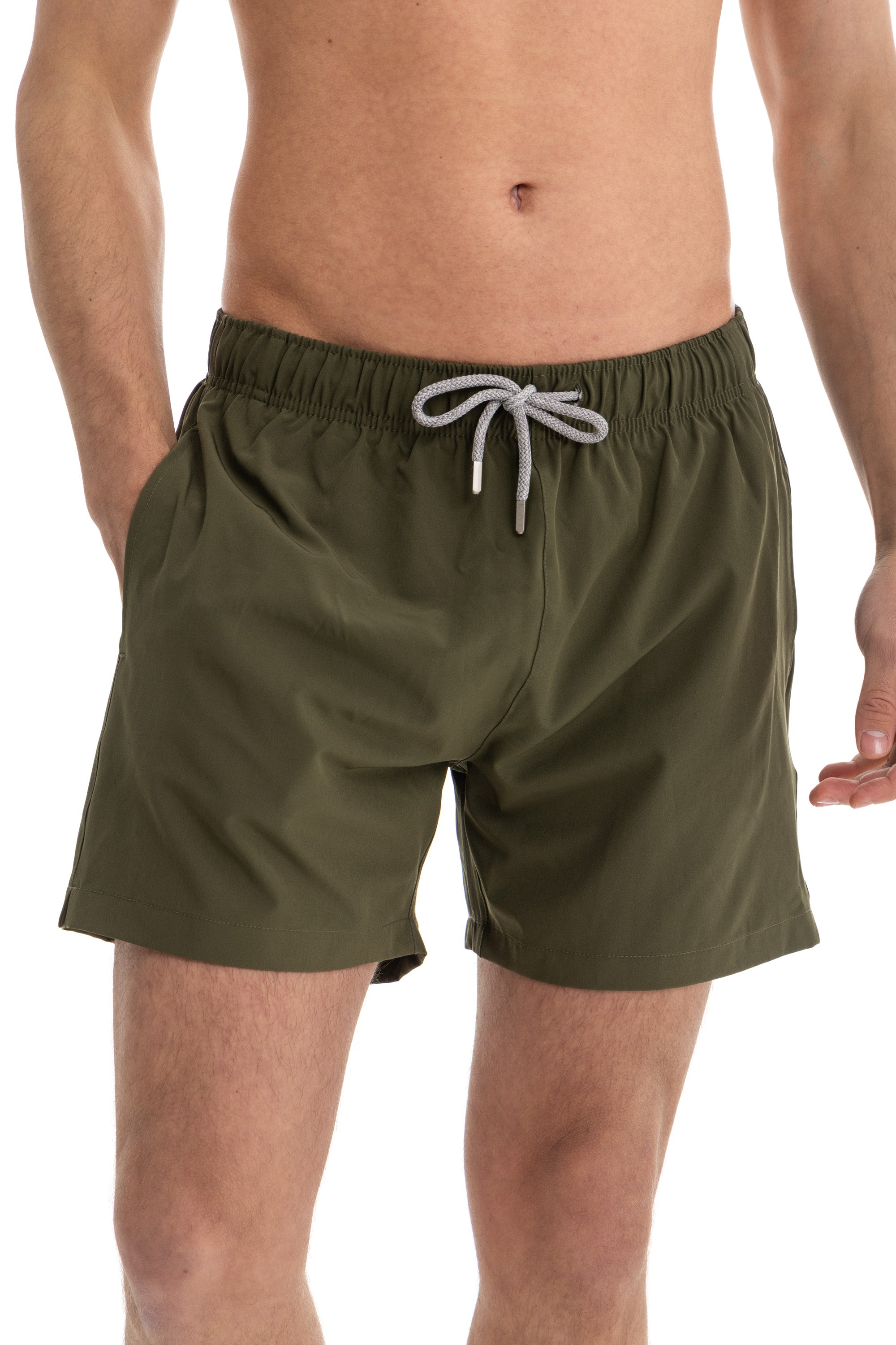 Solid Olive Swim Shorts (4 Way Stretch)