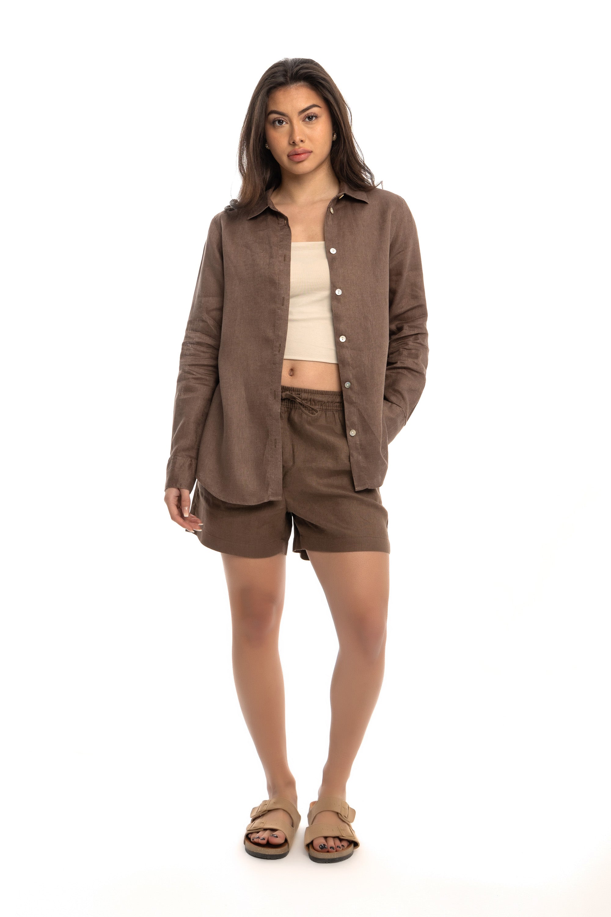 Women's Brown Linen Shirt