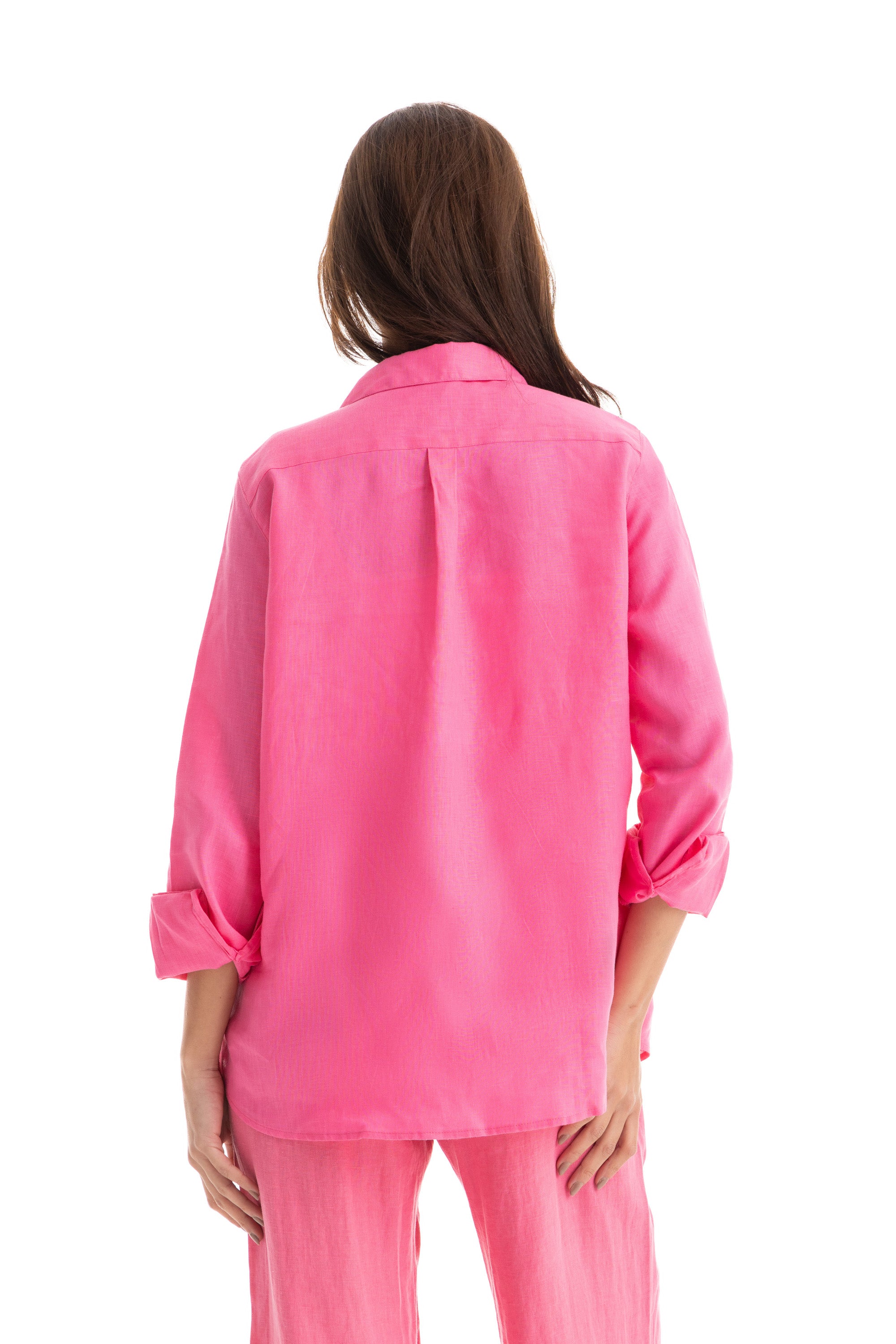 Womens Pink Linen Shirt