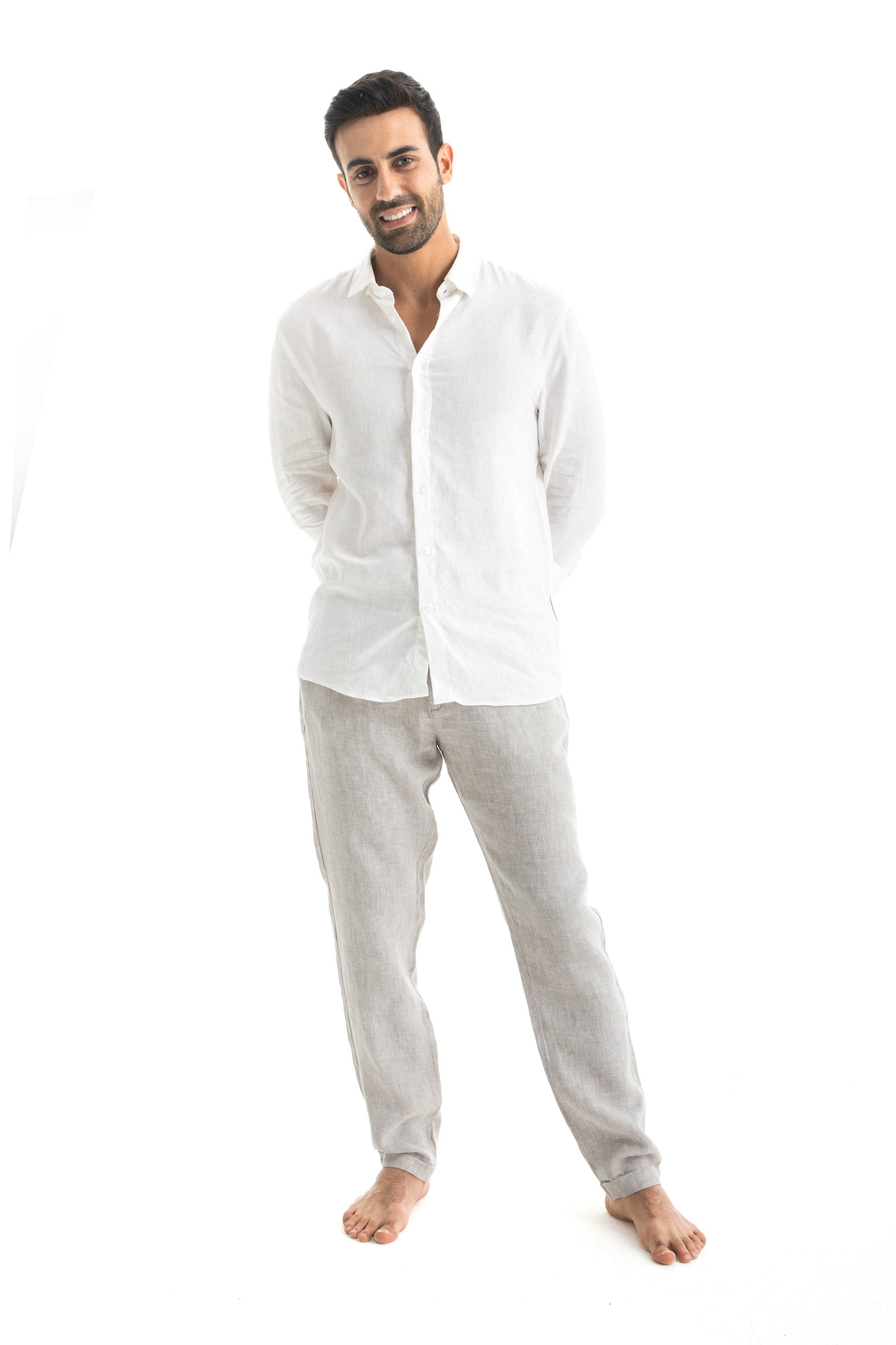Men's White Linen Shirt