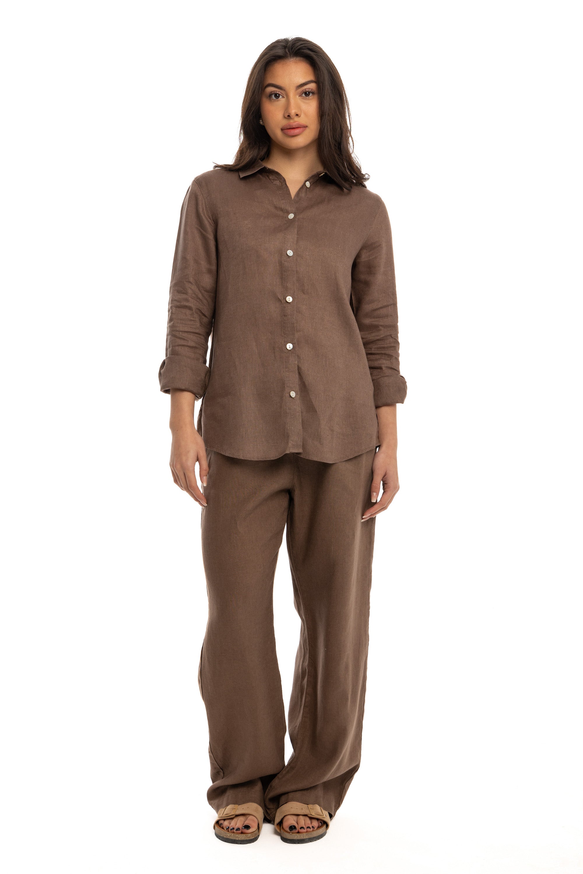 Women's Brown Linen Shirt