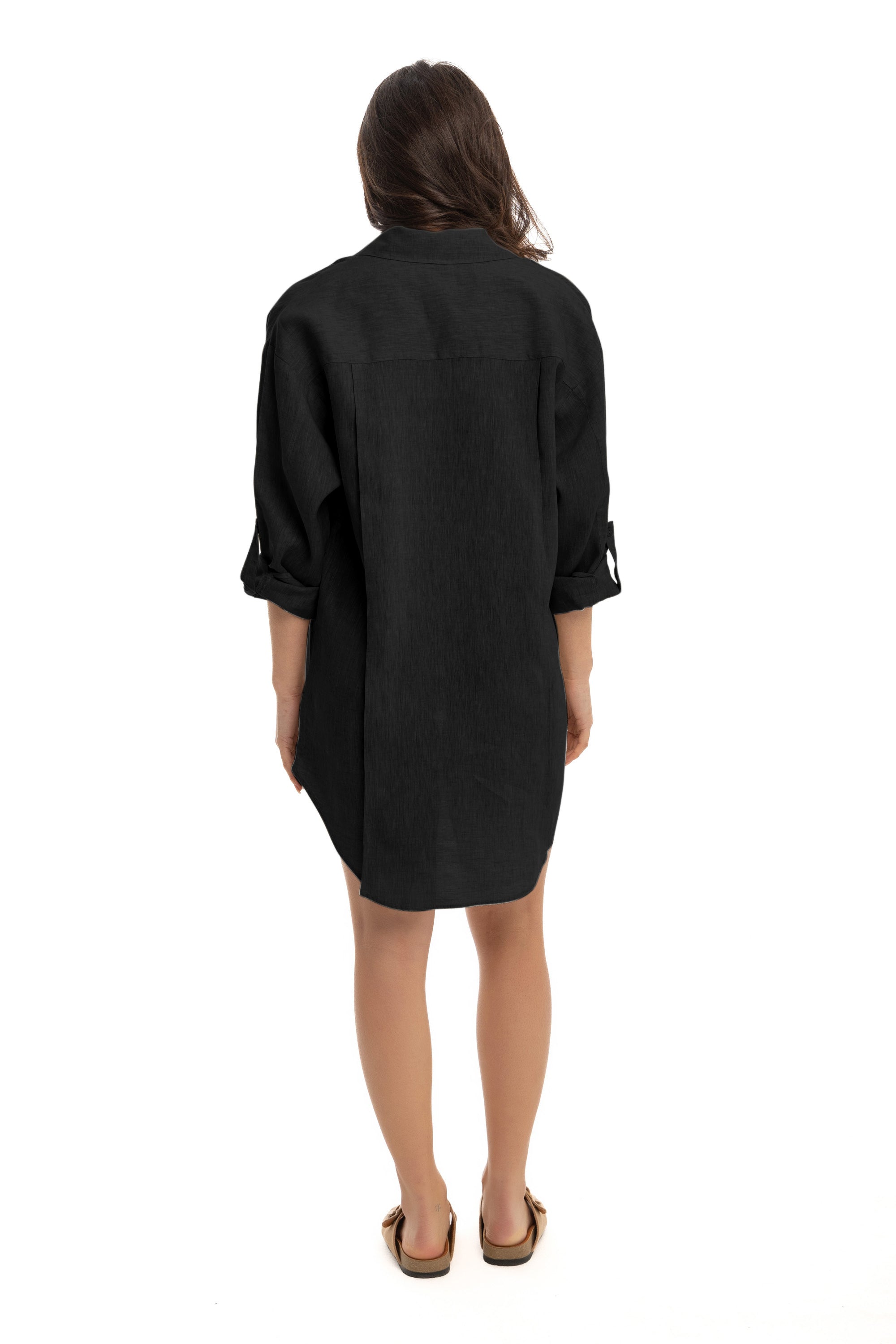 Women's Black Linen Cover Up