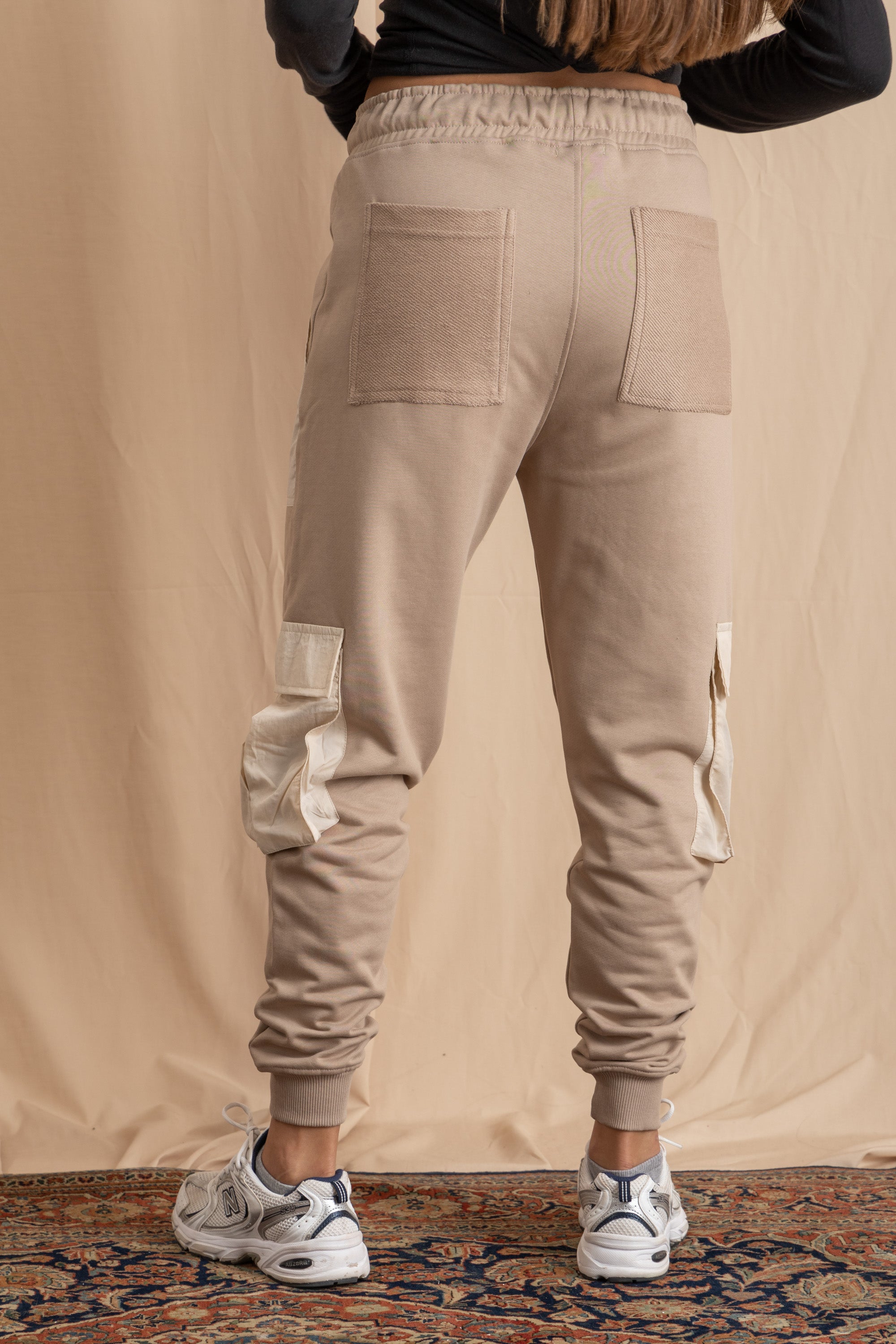 Unisex Beige Cargo Sweatpants