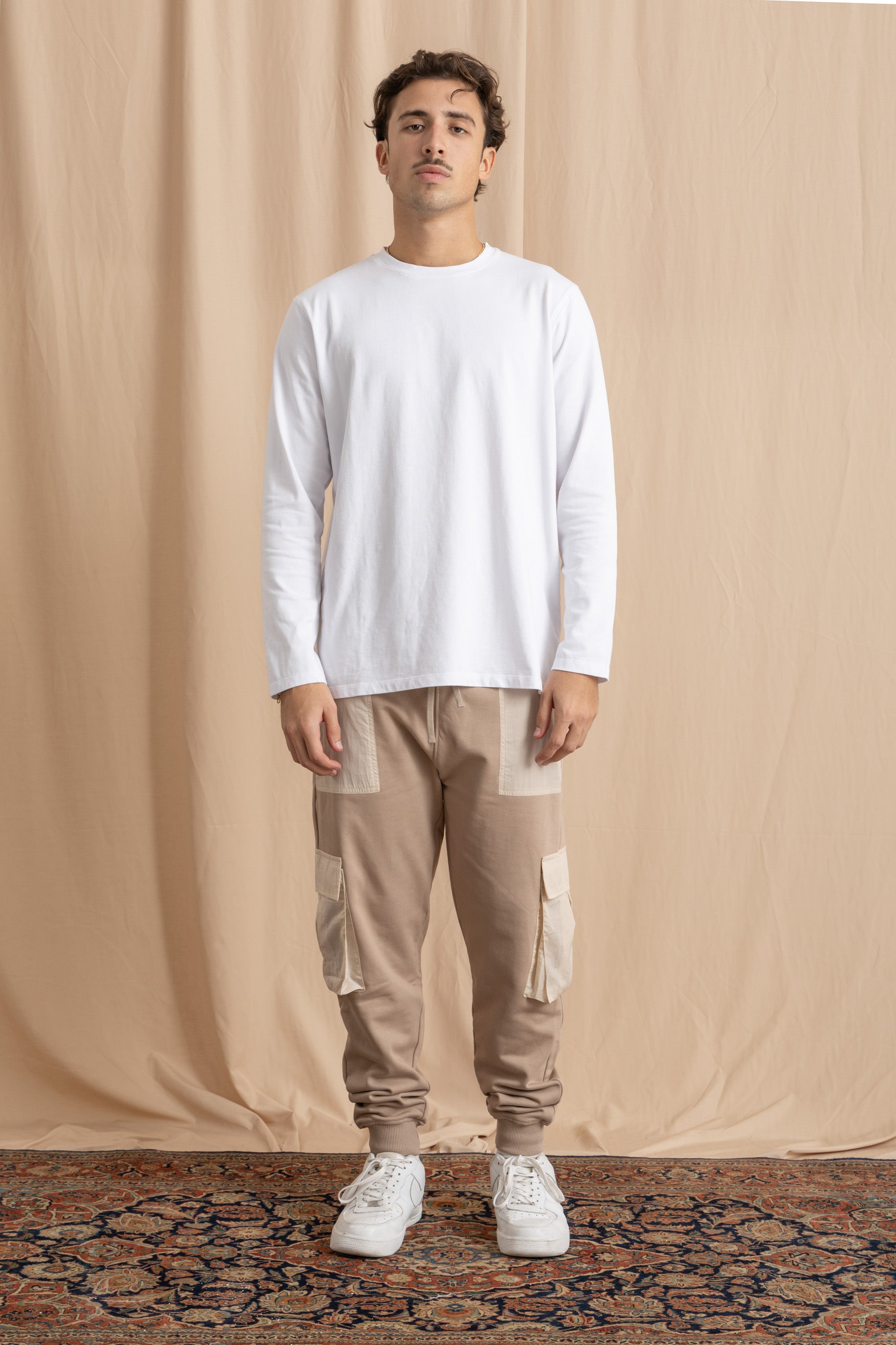Unisex Beige Cargo Sweatpants