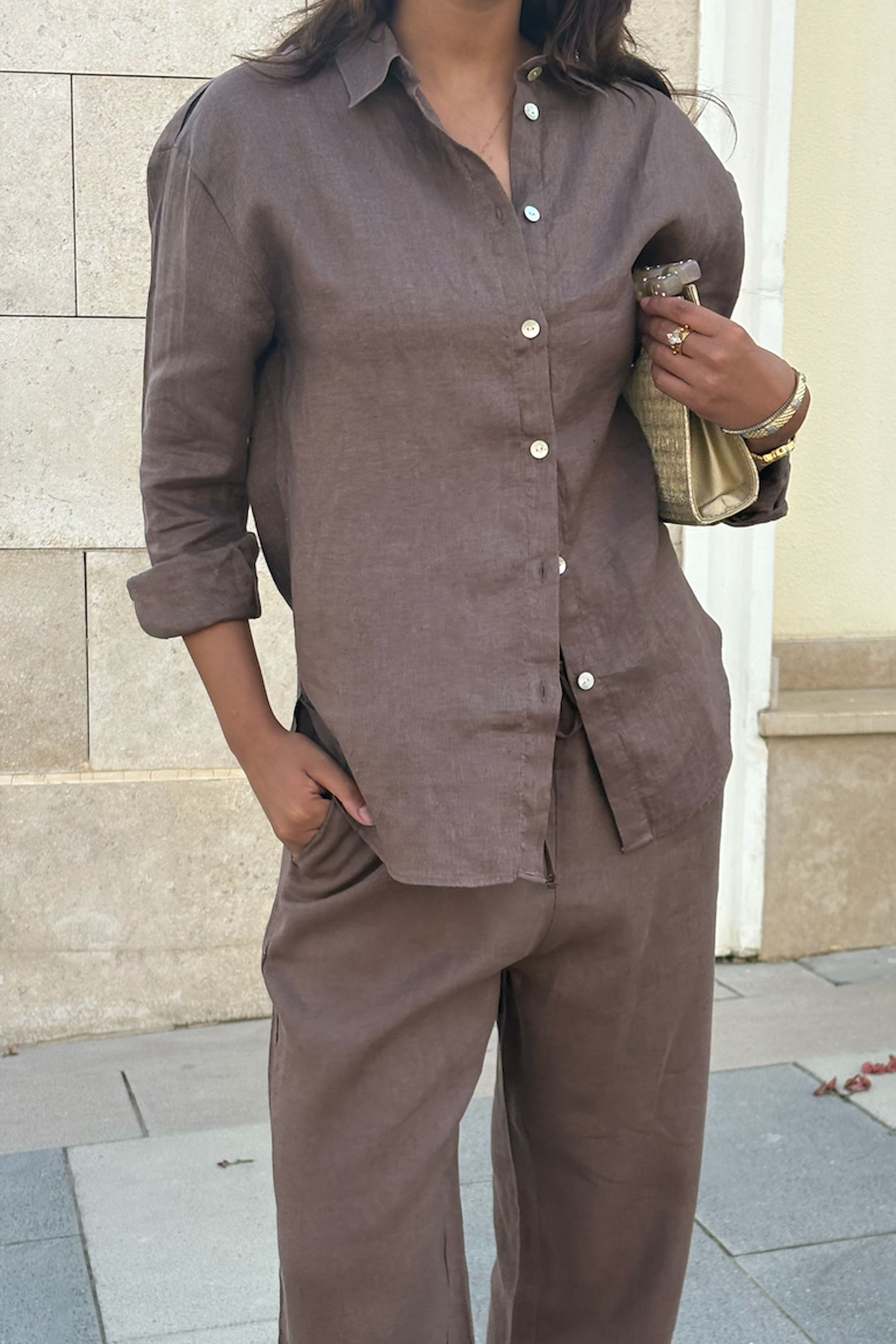 Women's Brown Linen Shirt