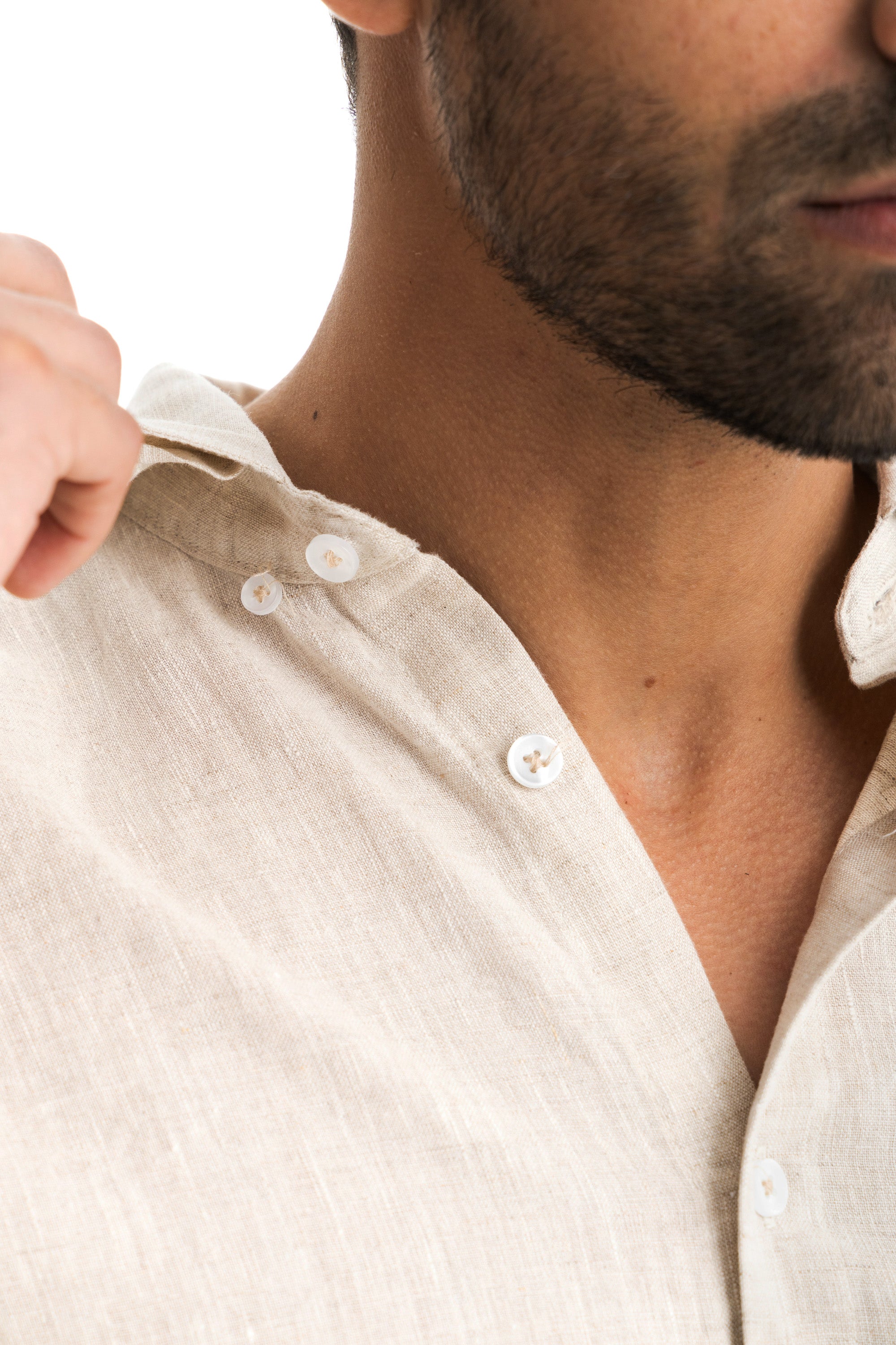 Men's Beige Linen Shirt