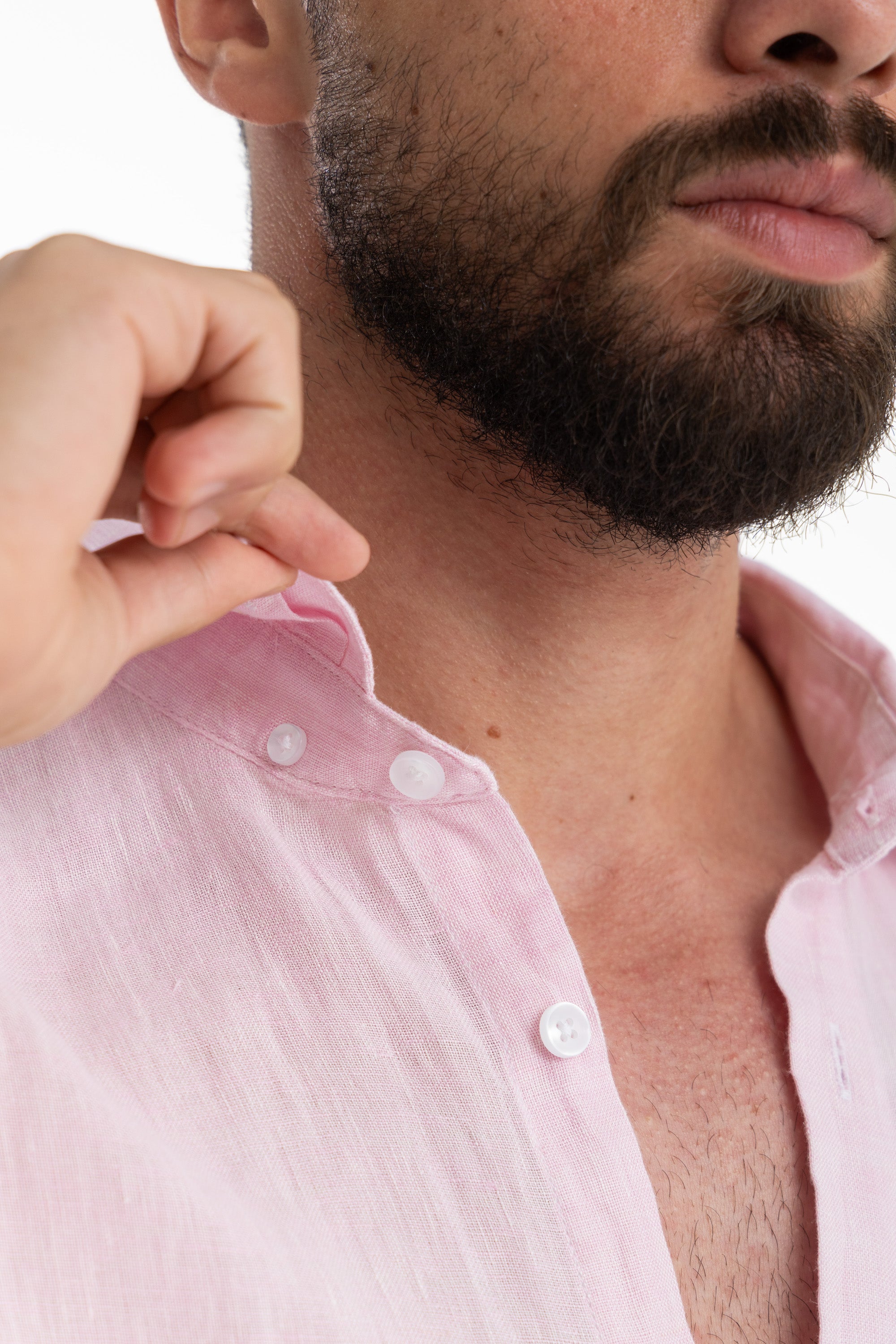 Men's Pink Linen Shirt