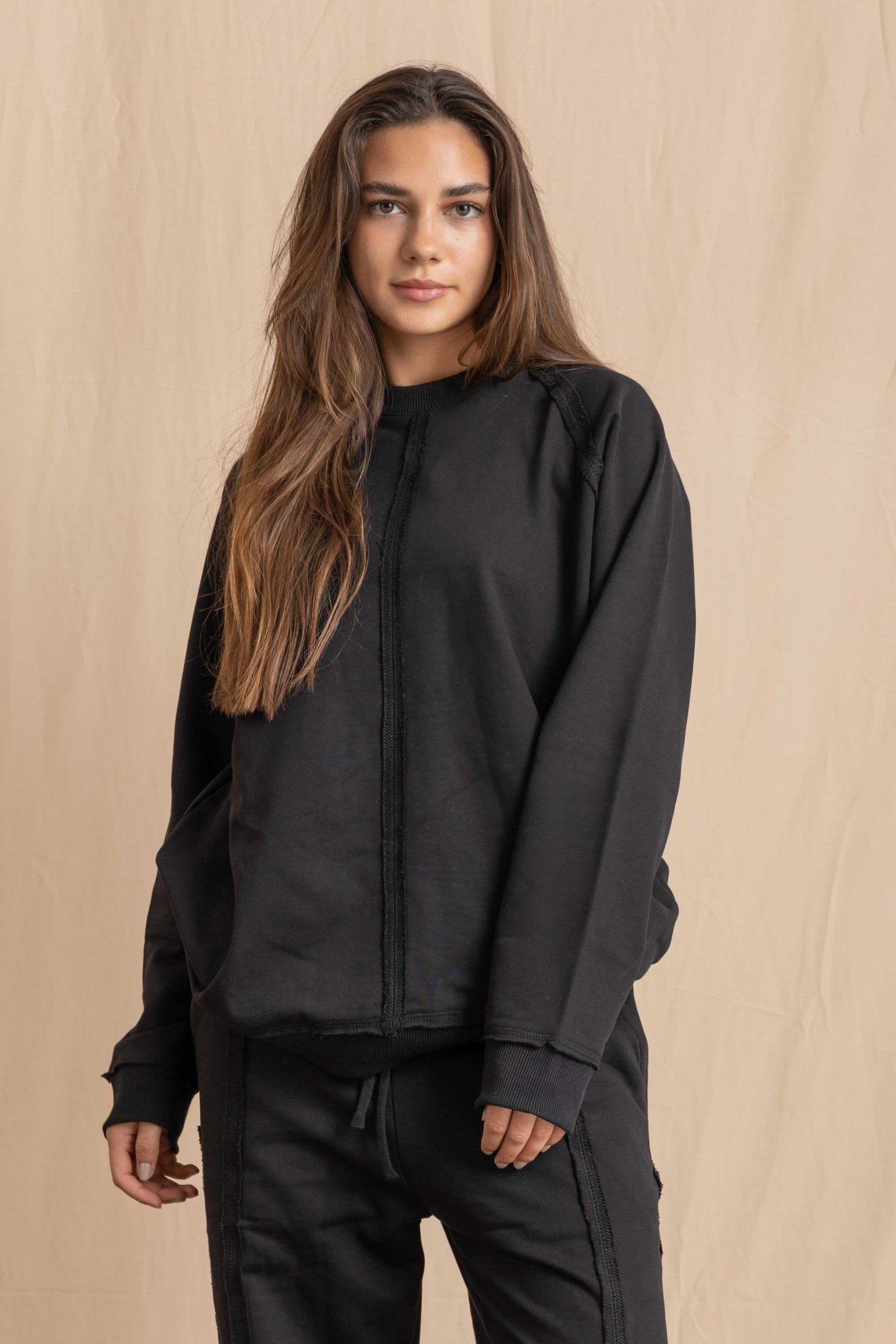 Unisex Black Distressed Sweatshirt