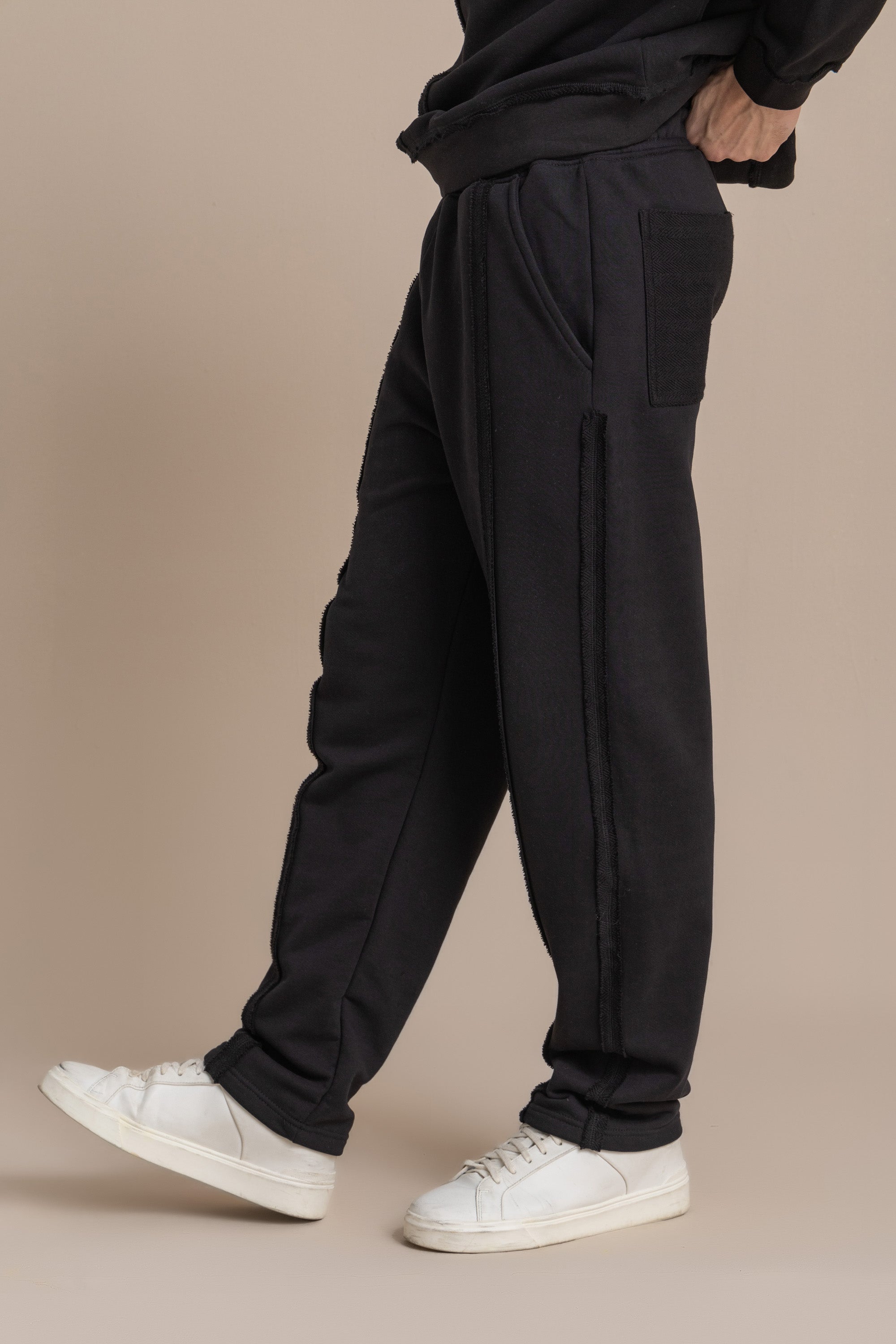 Unisex Black Distressed Sweatpants