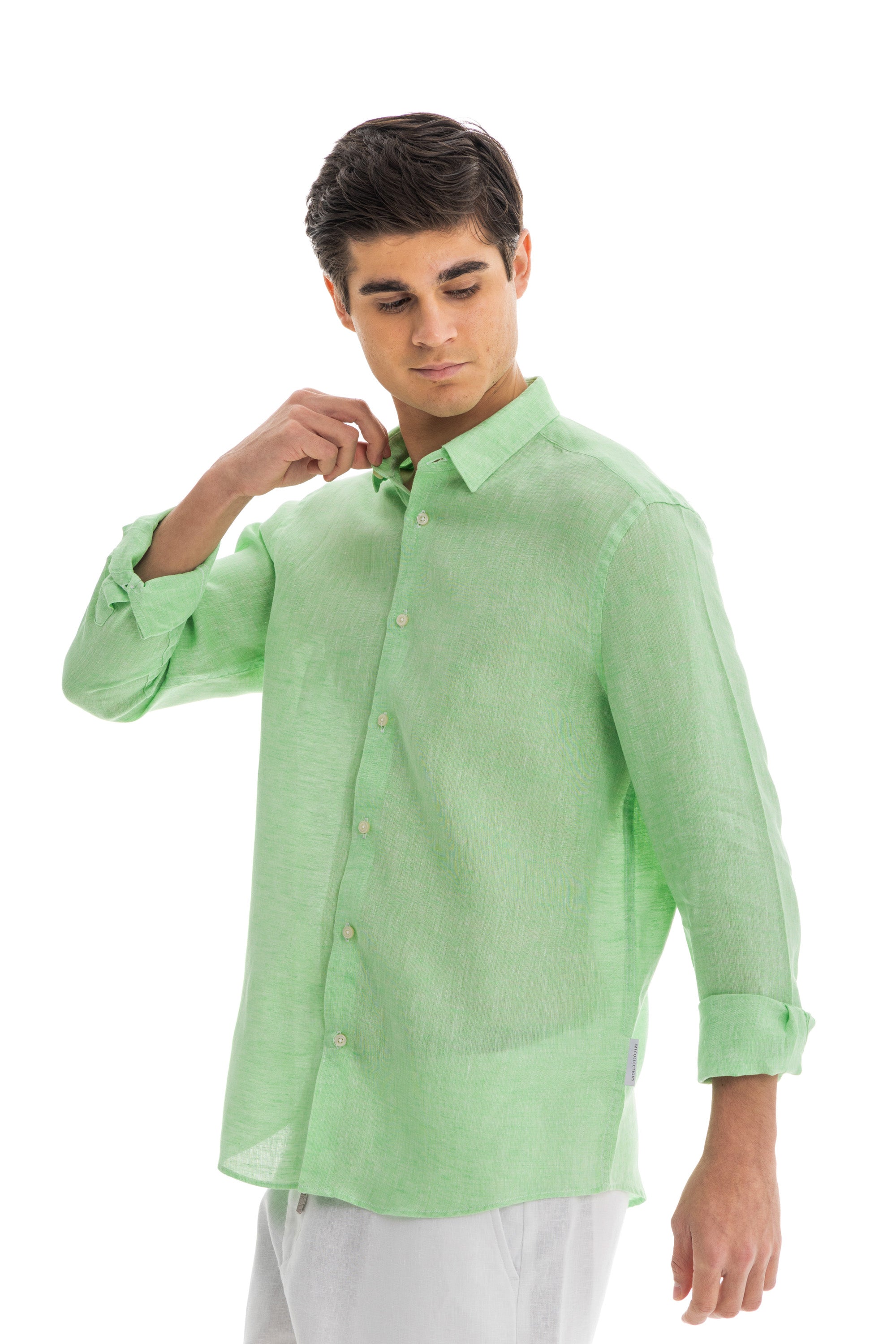 Men's Apple Green Linen Shirt