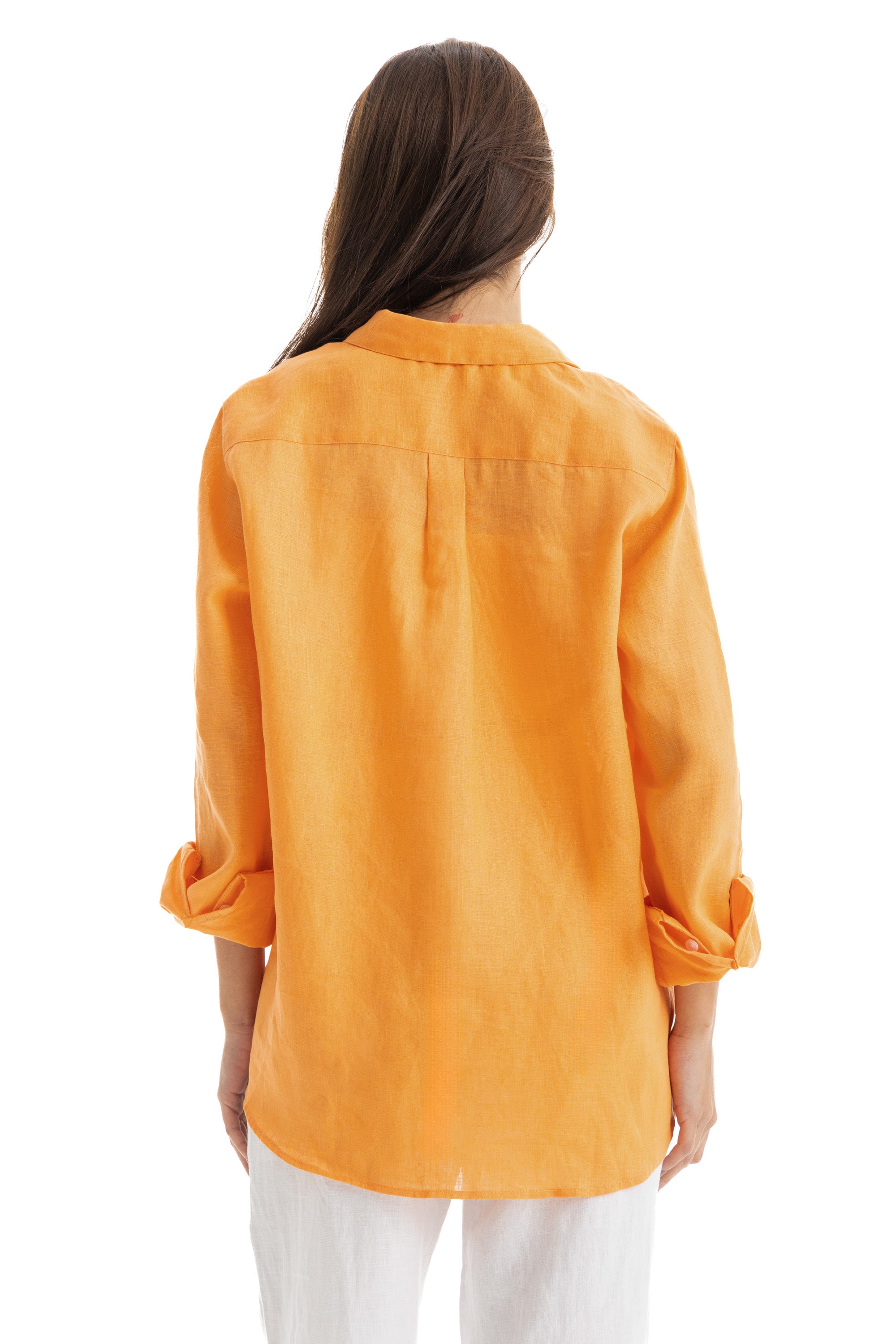 Womens Orange Linen Shirt