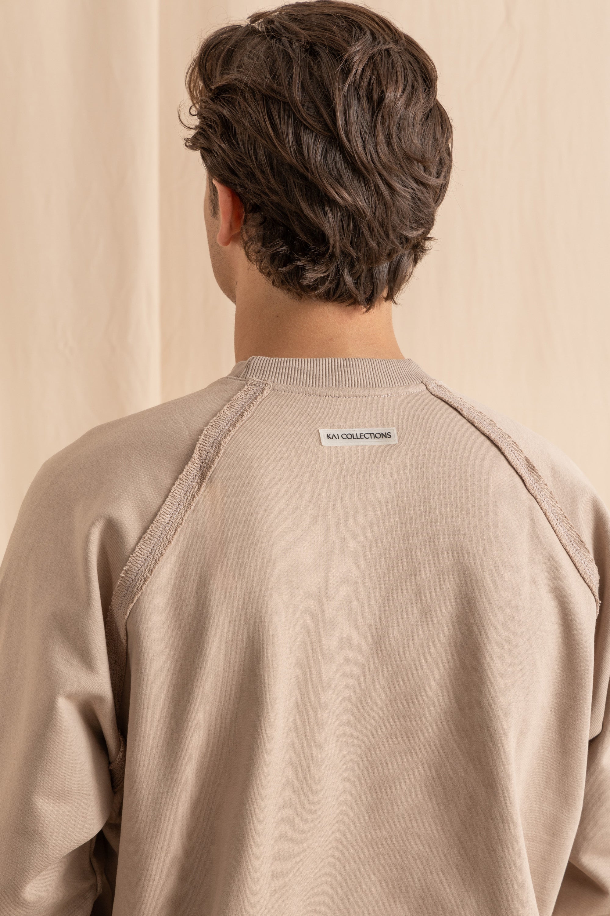 Unisex Beige Distressed Sweatshirt