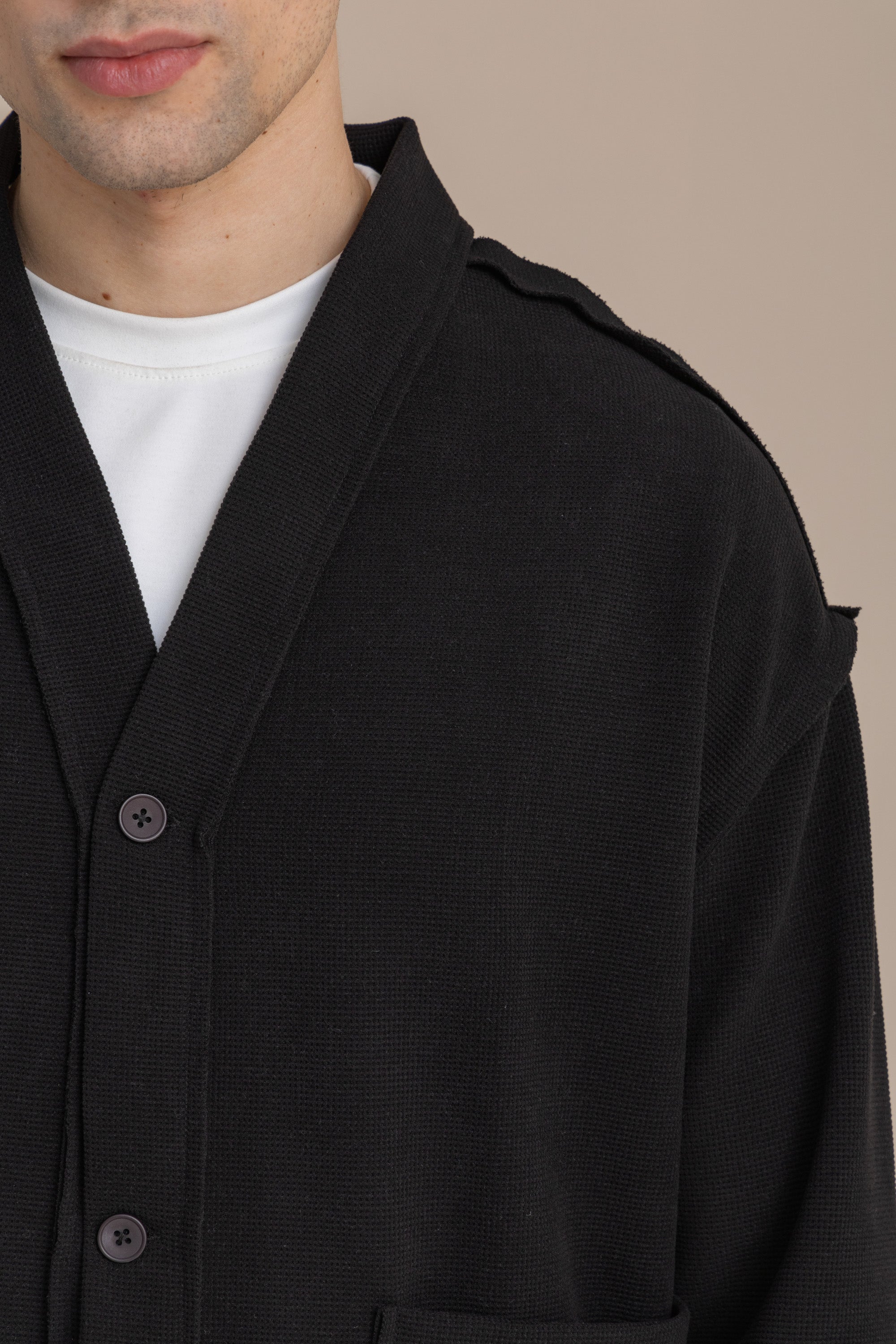 Black Textured Cardigan
