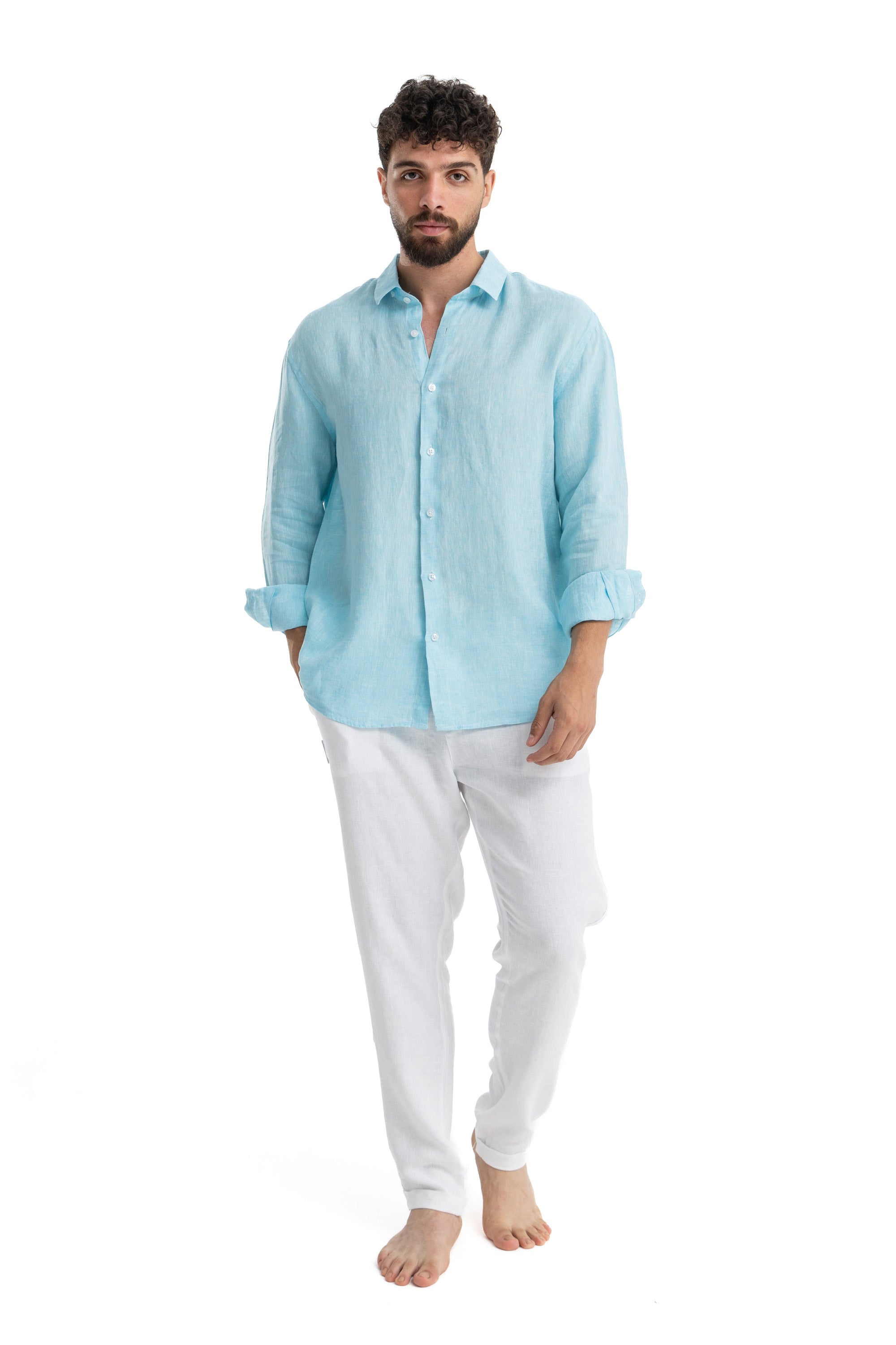 Men's Mint Linen Shirt