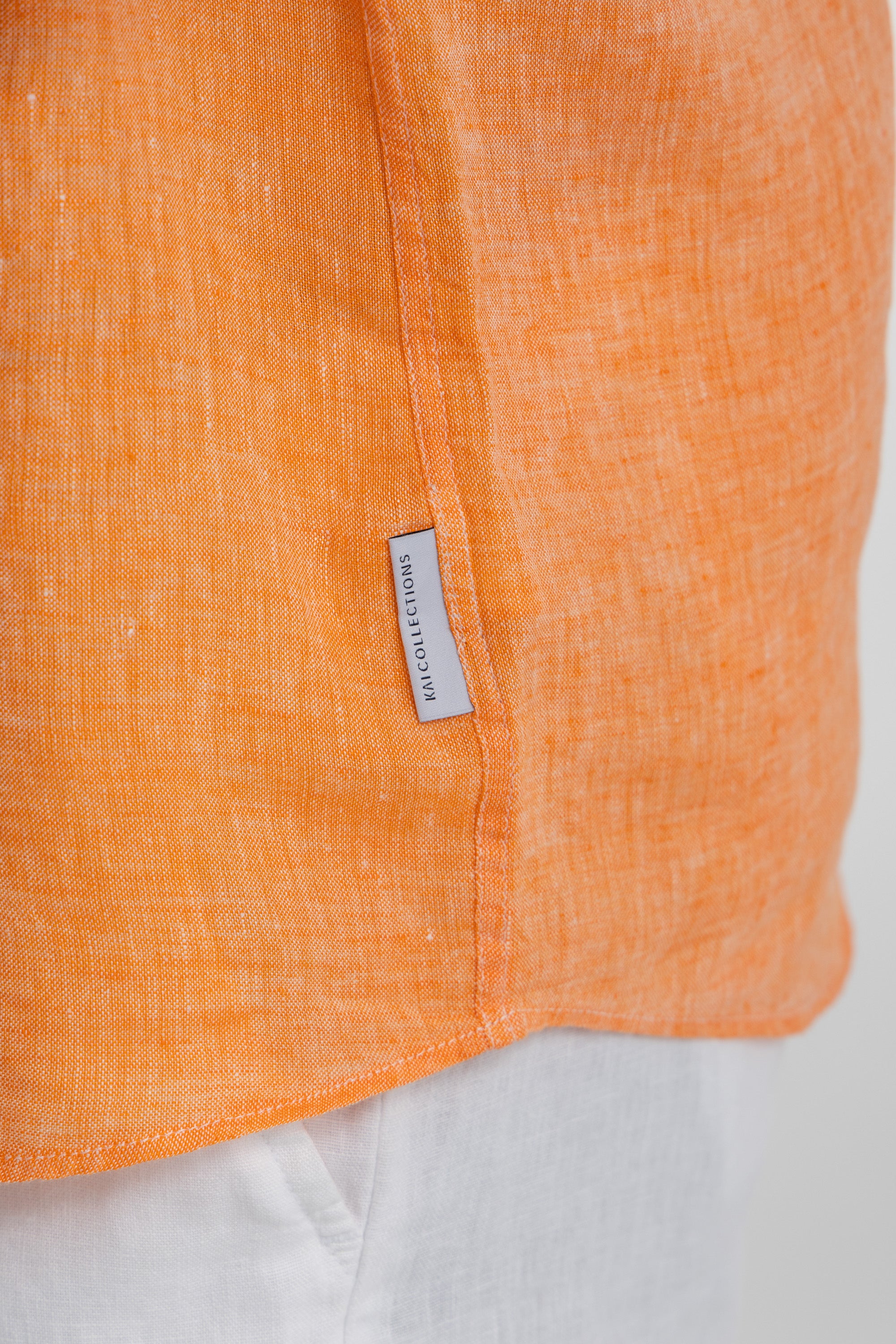 Men's Orange Linen Shirt