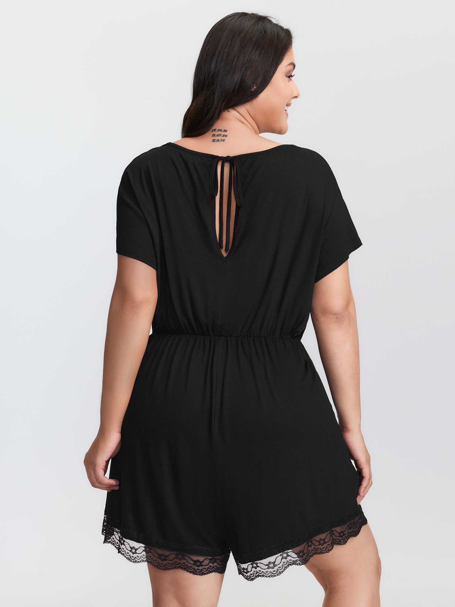 Supersoft Lace Trim Neckline Lounge Romper