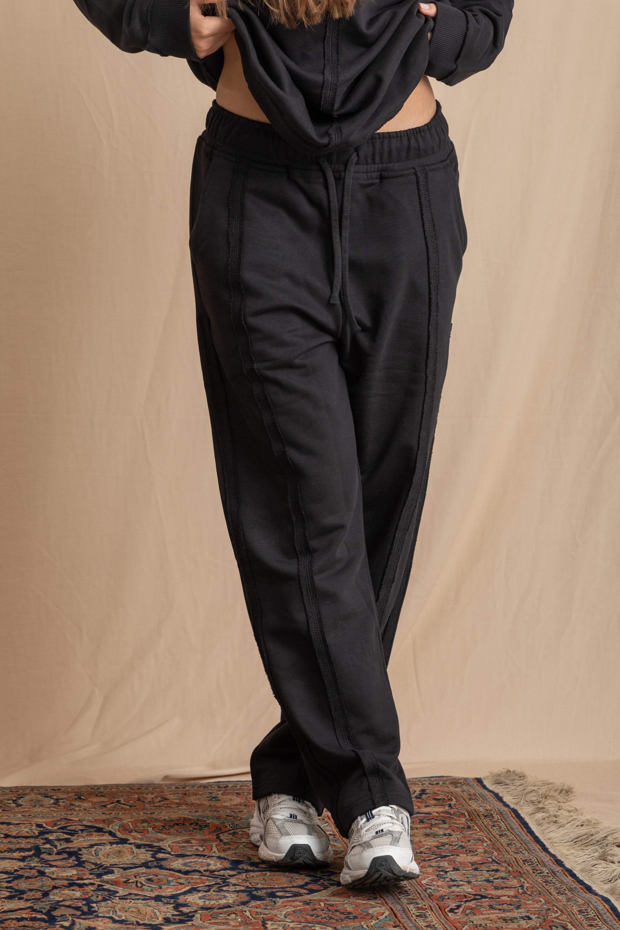 Unisex Black Distressed Sweatpants