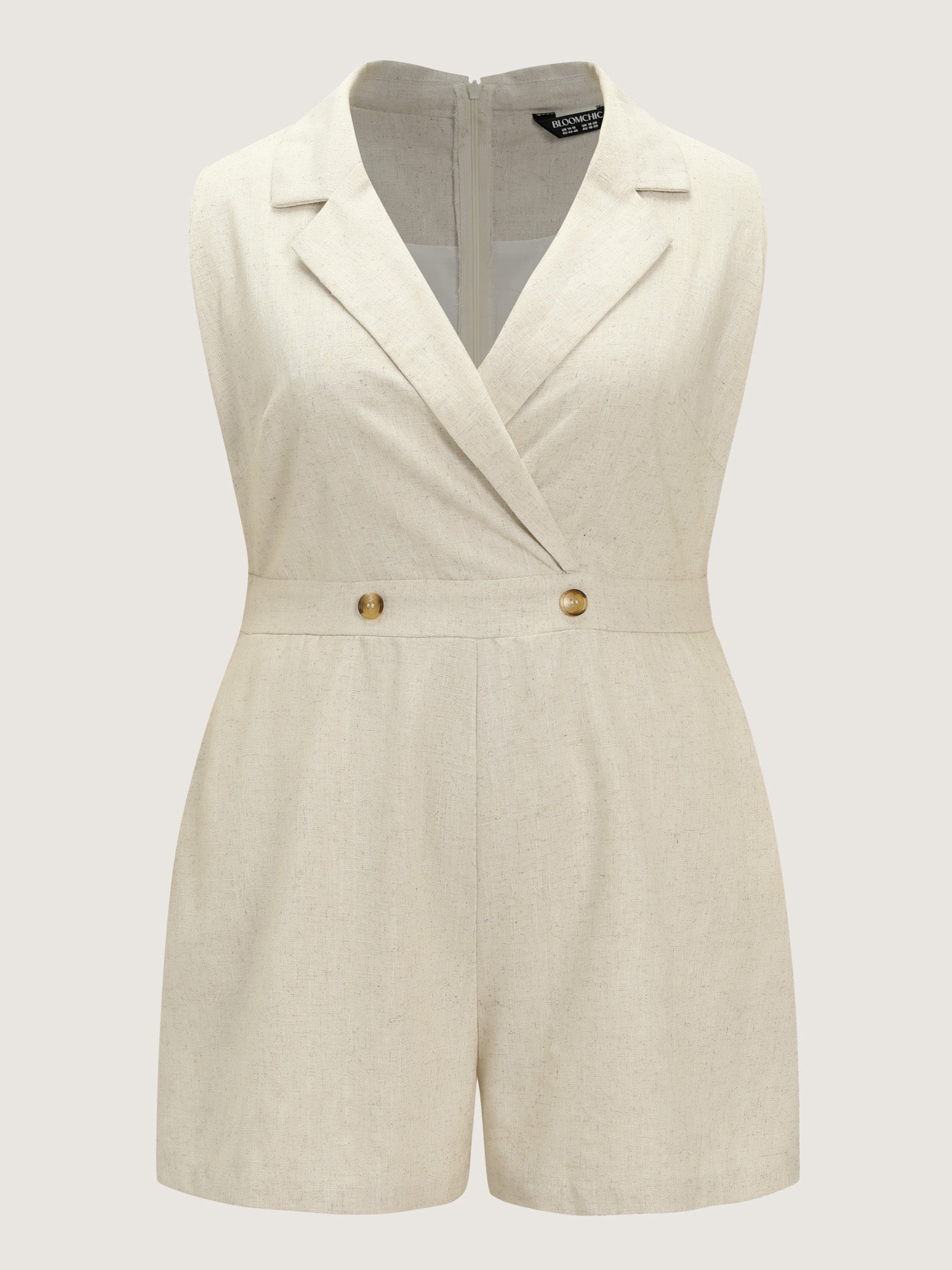 Cotton Linen Blend Collar Romper