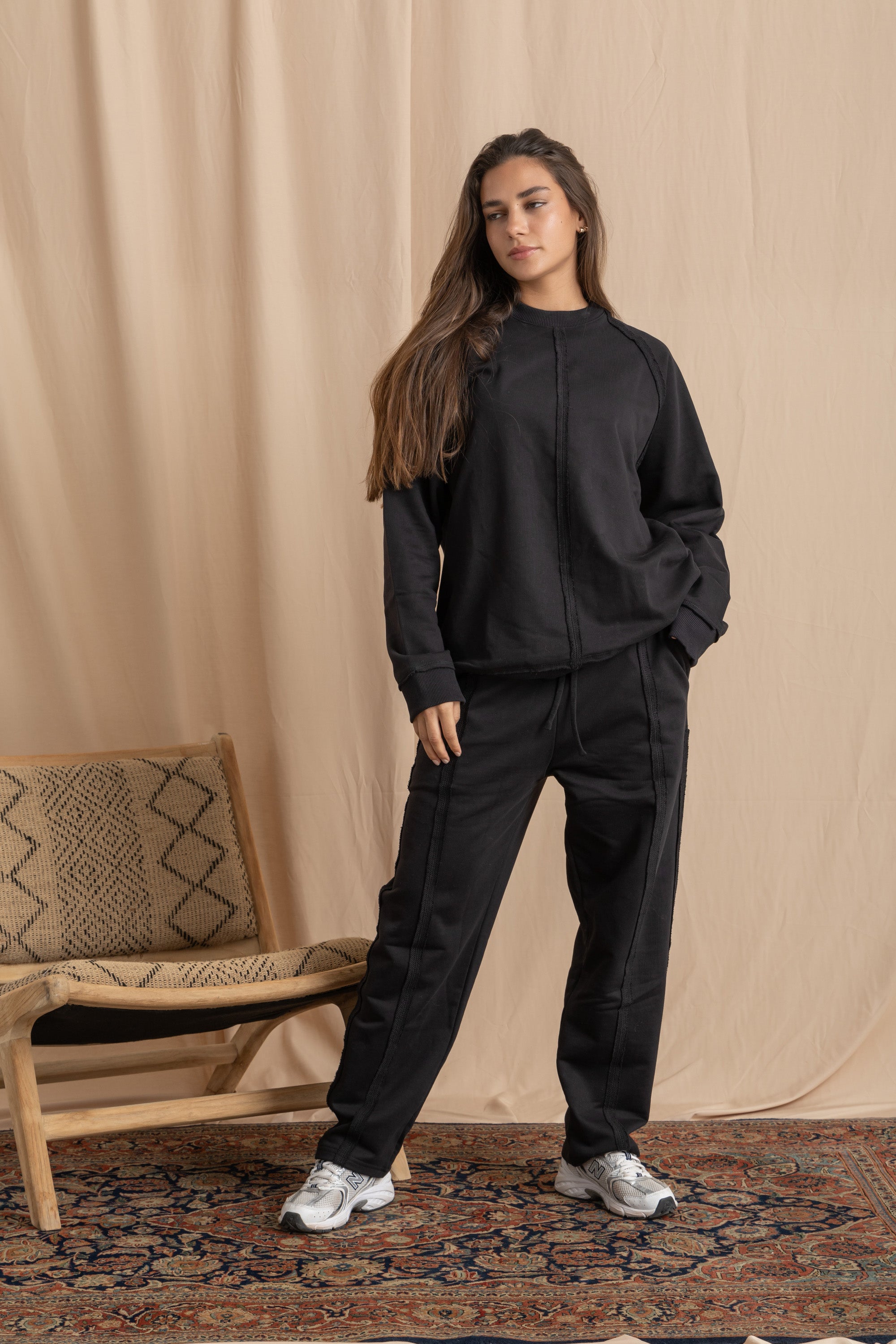 Unisex Black Distressed Sweatpants