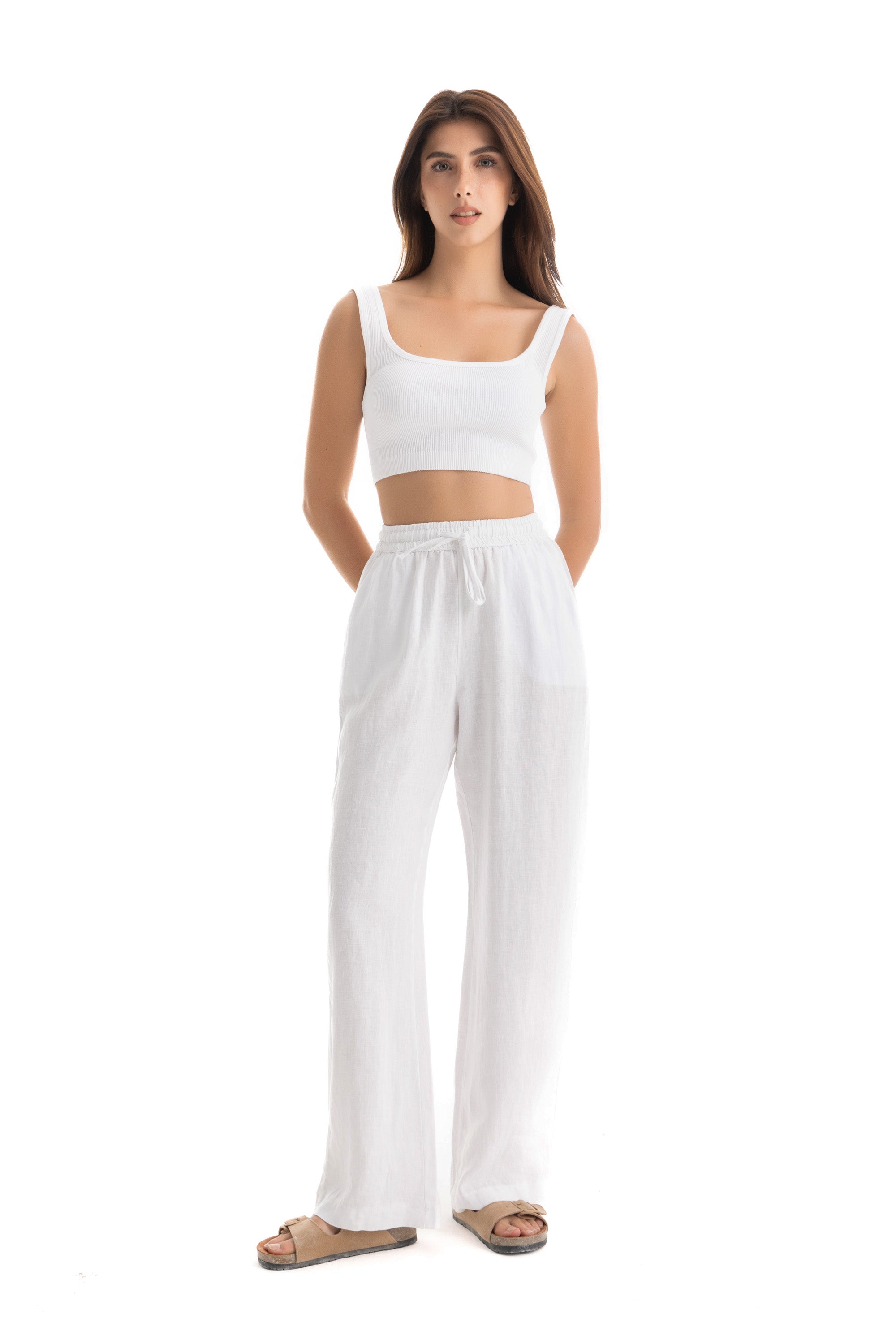 Women's White Linen Pants