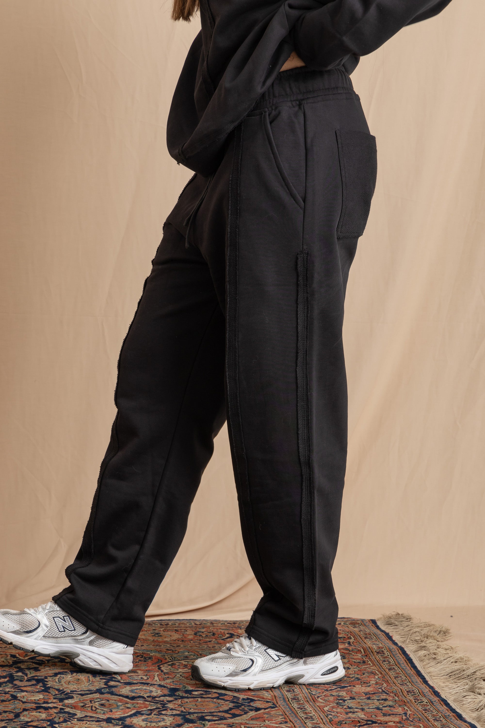 Unisex Black Distressed Sweatpants