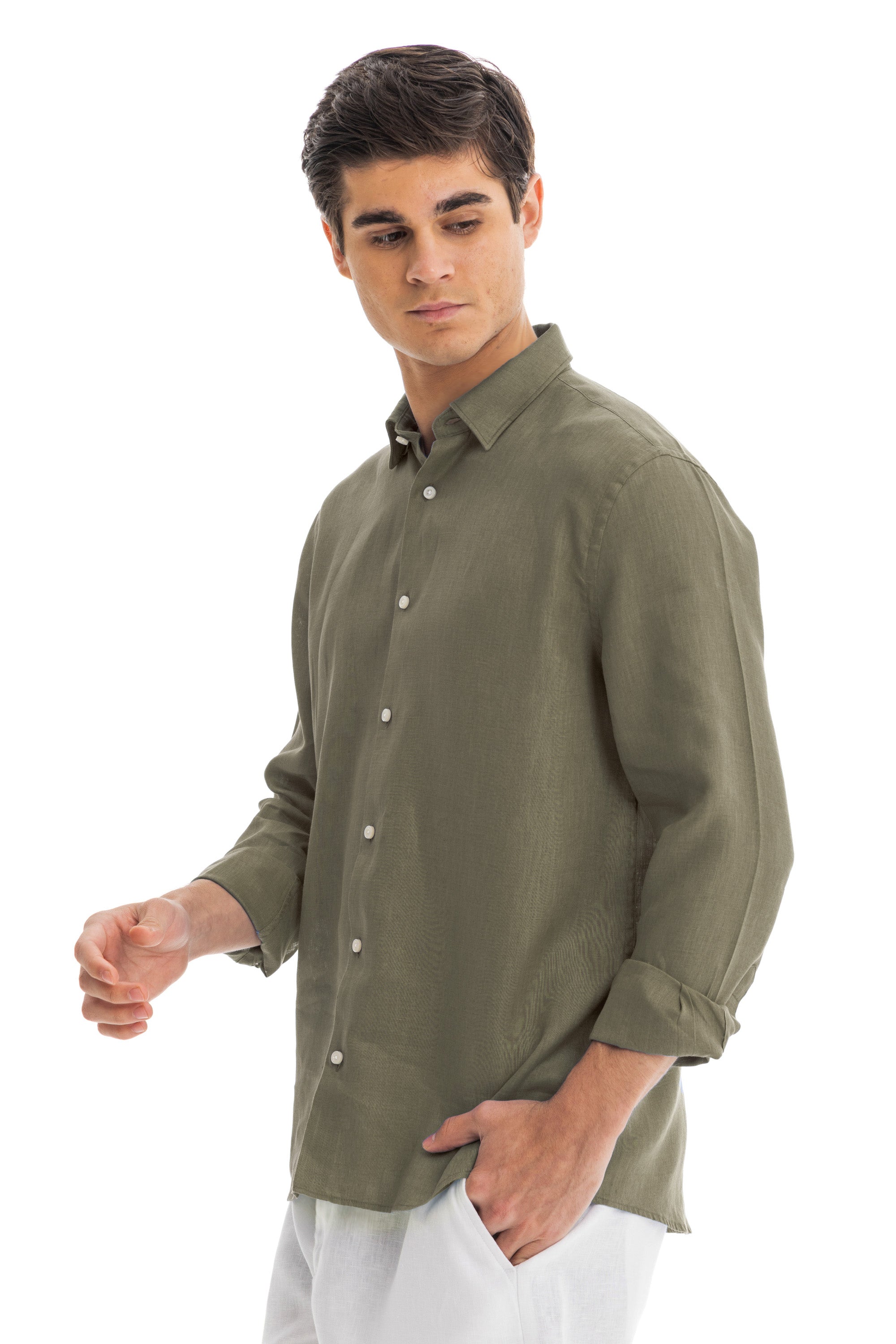 Men`s Taupe Linen Shirt