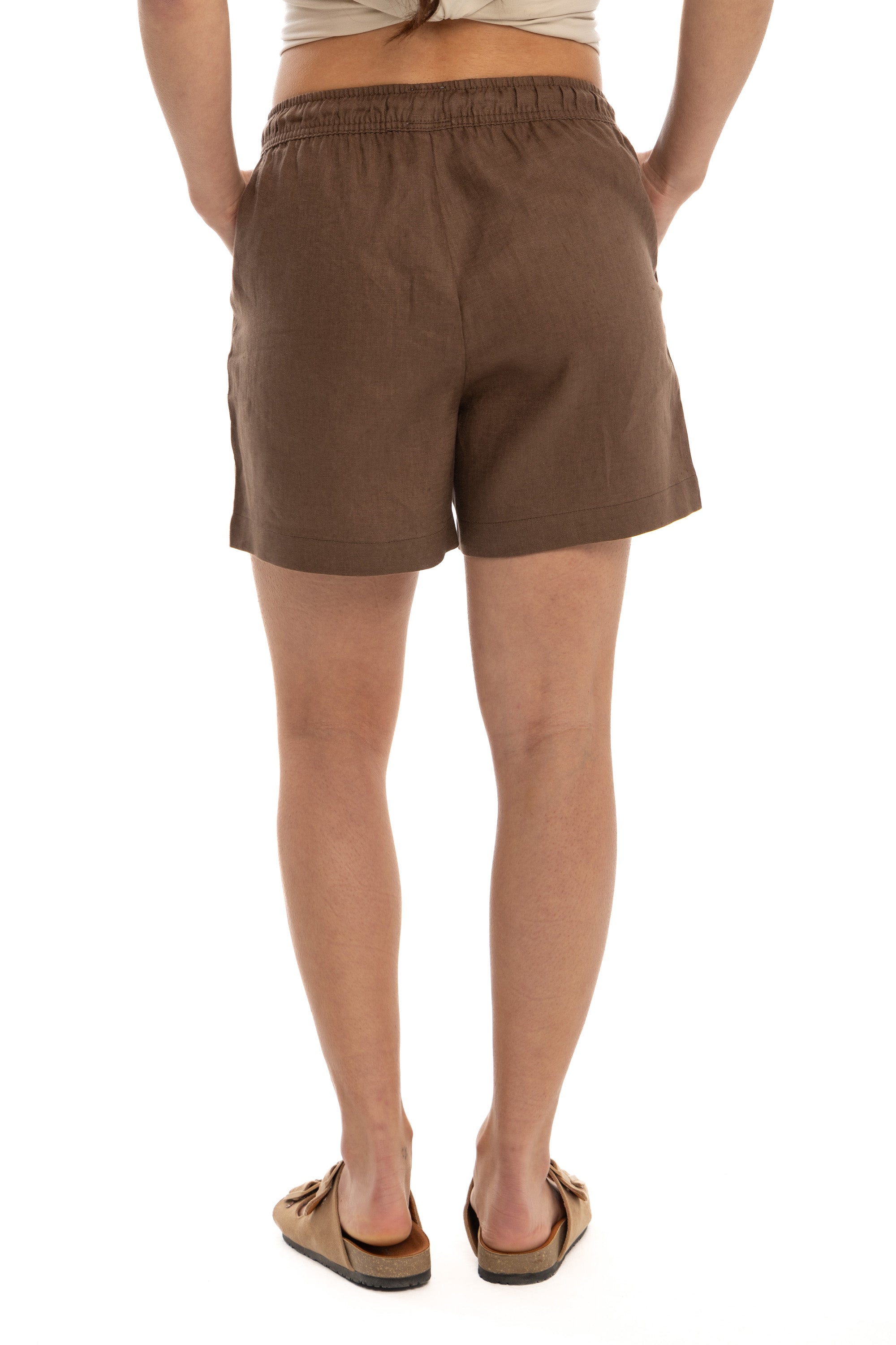 Women's Brown Linen Shorts