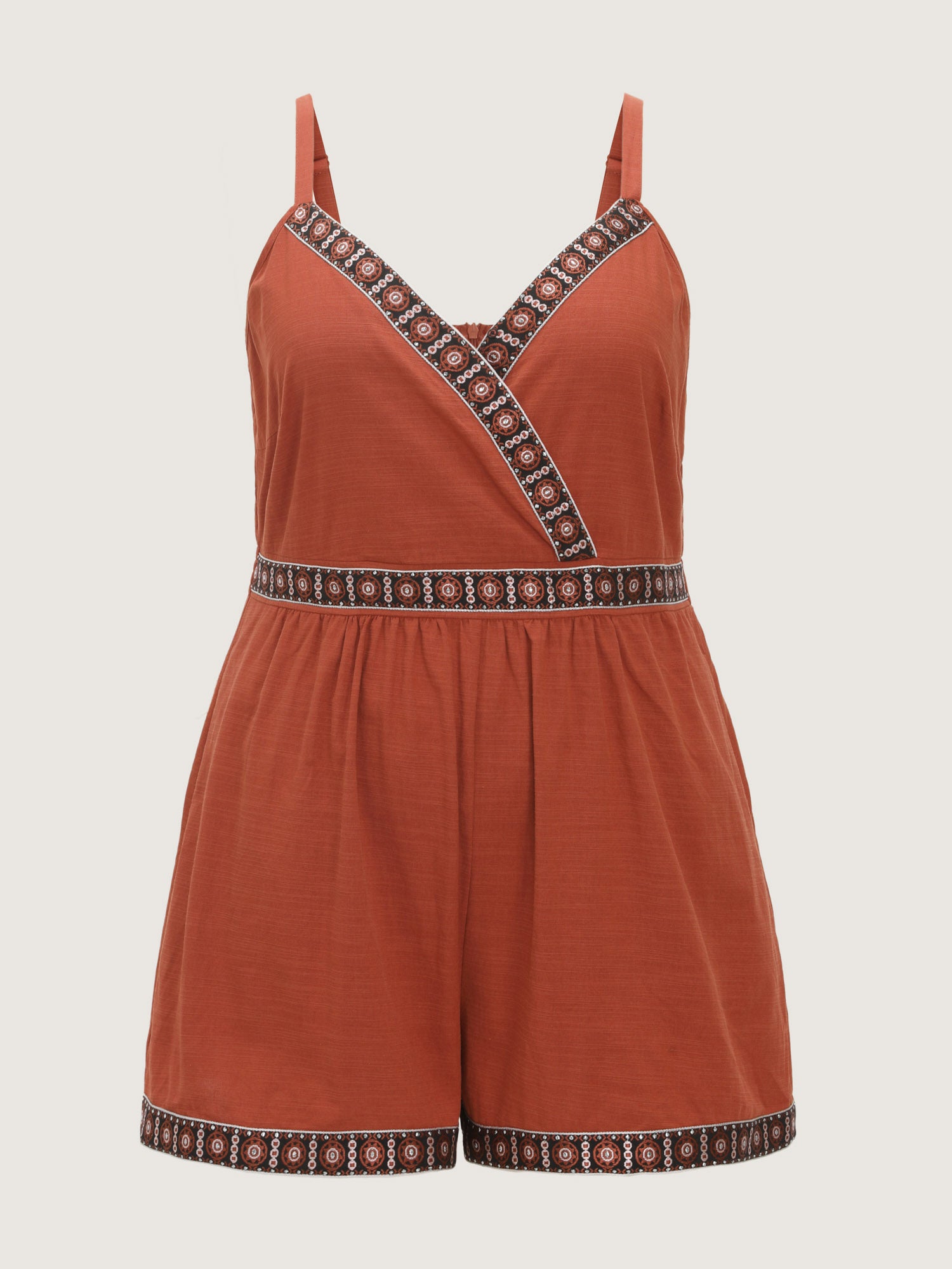 Contrast Edges Surplice Neckline Romper