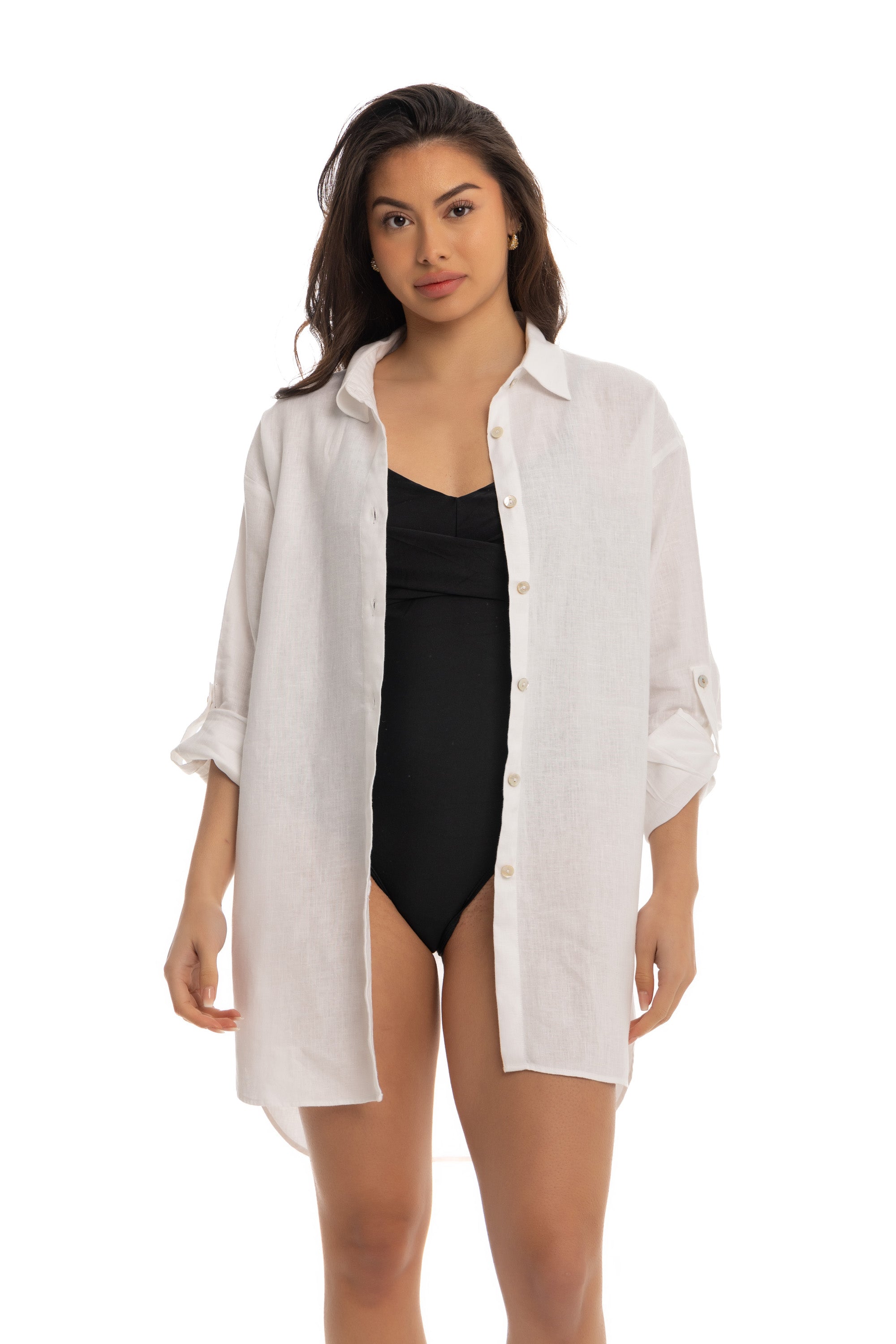 Women's White Linen Cover Up
