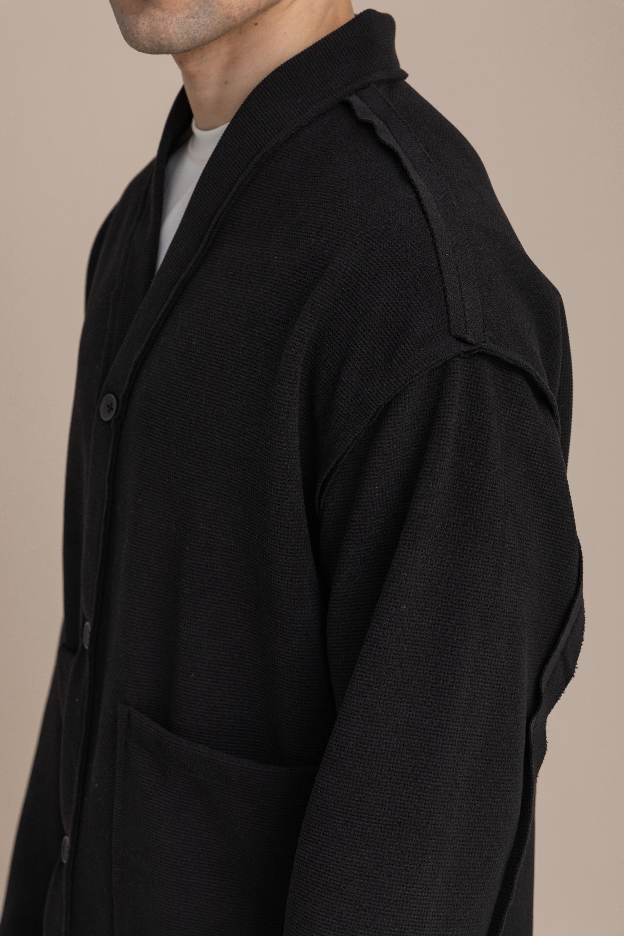Black Textured Cardigan