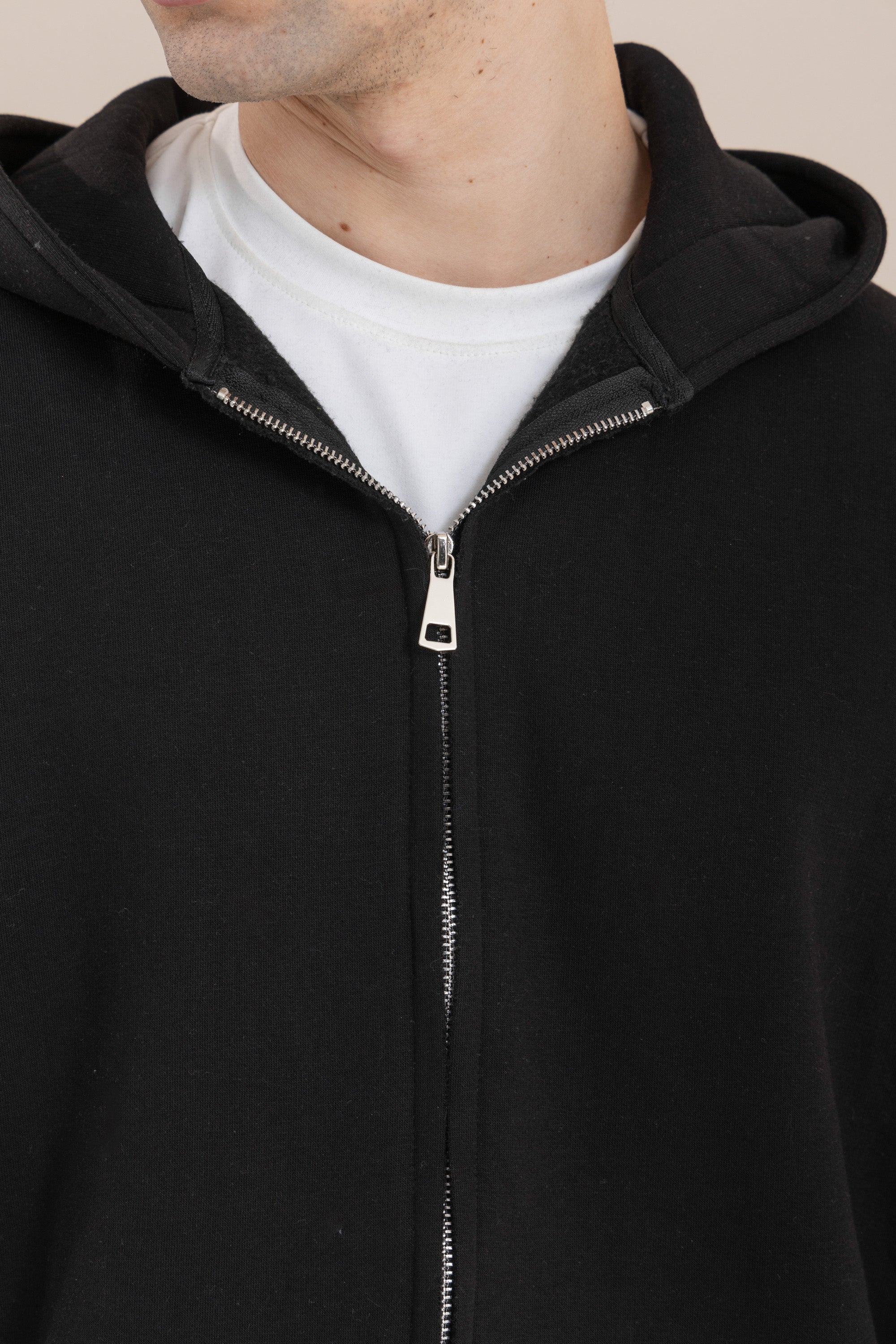 Black Zip Up Distressed Hoodie