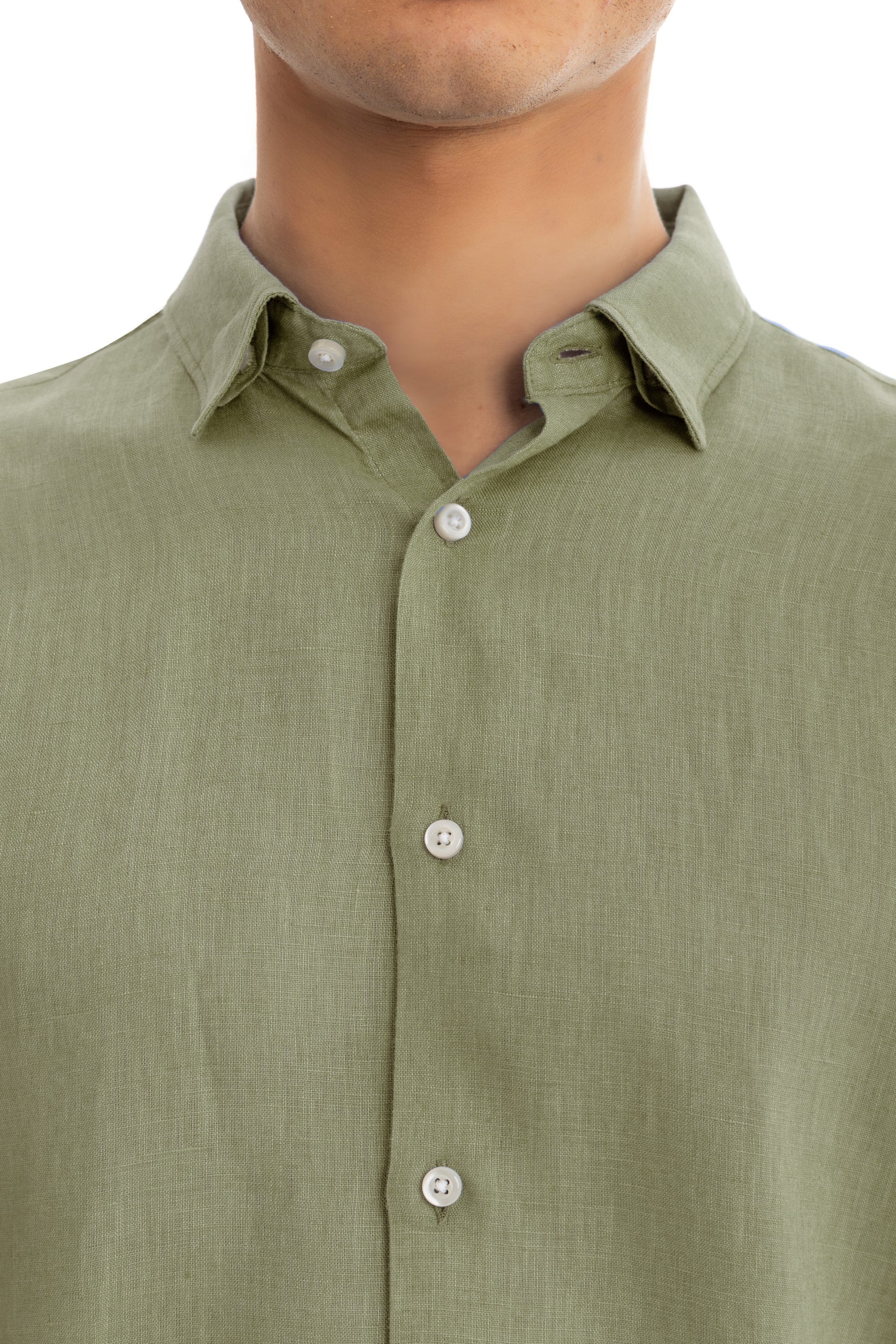 Men's Pistachio Linen Shirt